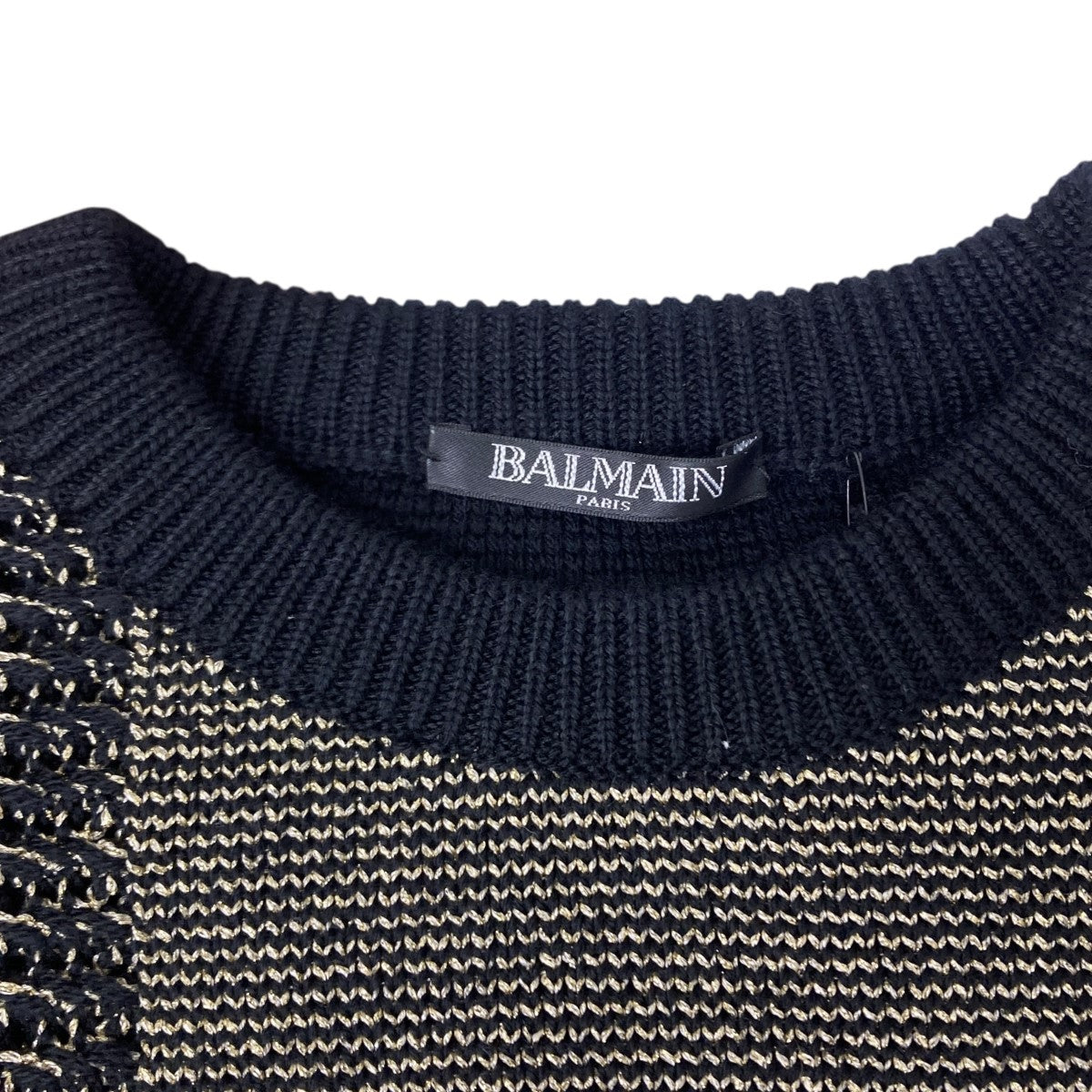 BALMAIN(バルマン) クルーネックニット ゴールド×ブラック