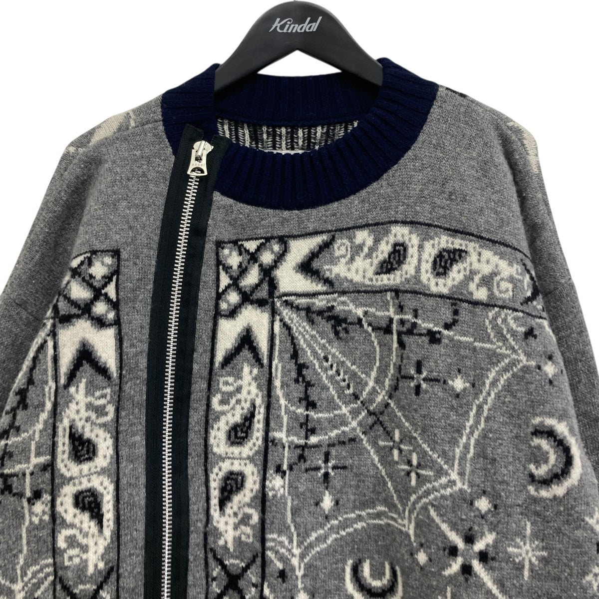 sacai×Dr．Woo ライダースジップ二ット 20-02341M グレー サイズ