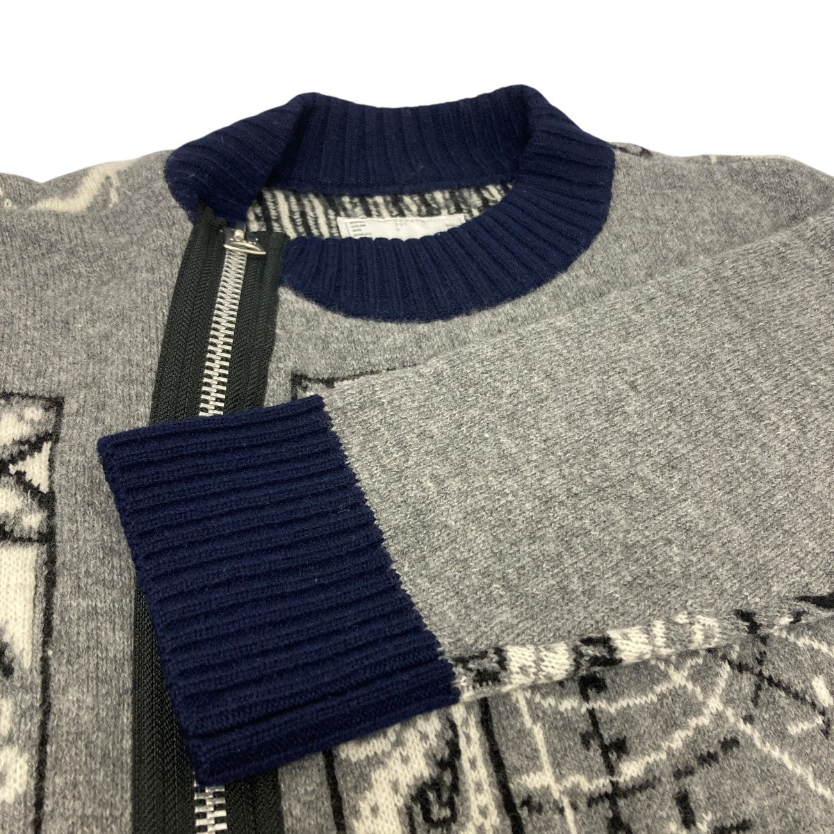 sacai×Dr．Woo ライダースジップ二ット 20-02341M グレー サイズ