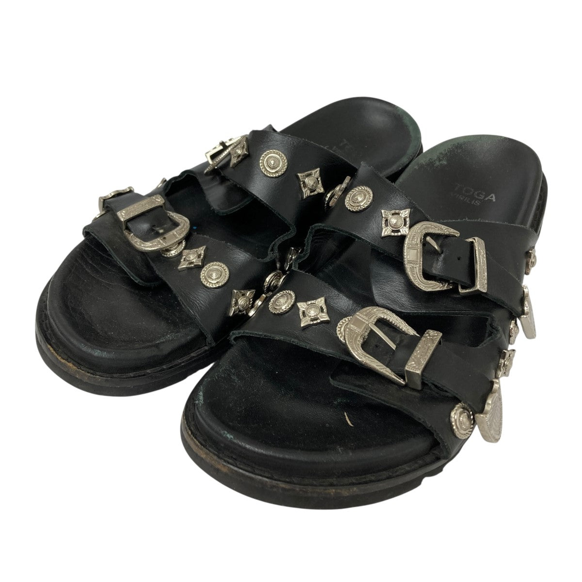 TOGA VIRILIS eyelet l sabot サイズ42 Toga Virilis Olive Nylon Eyelet Metal Sabot - Toga Sandals