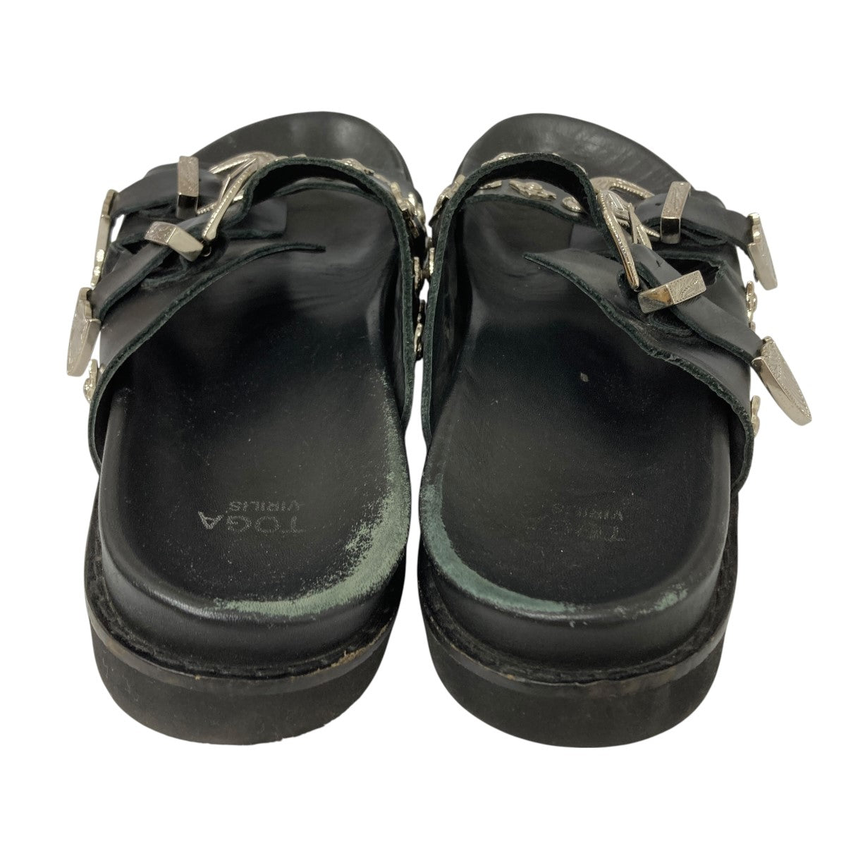 美品TOGA VIRILIS ブラック レザーサンダル TOGA VIRILIS トーガ ヴィリリース サンダル 靴 バックル