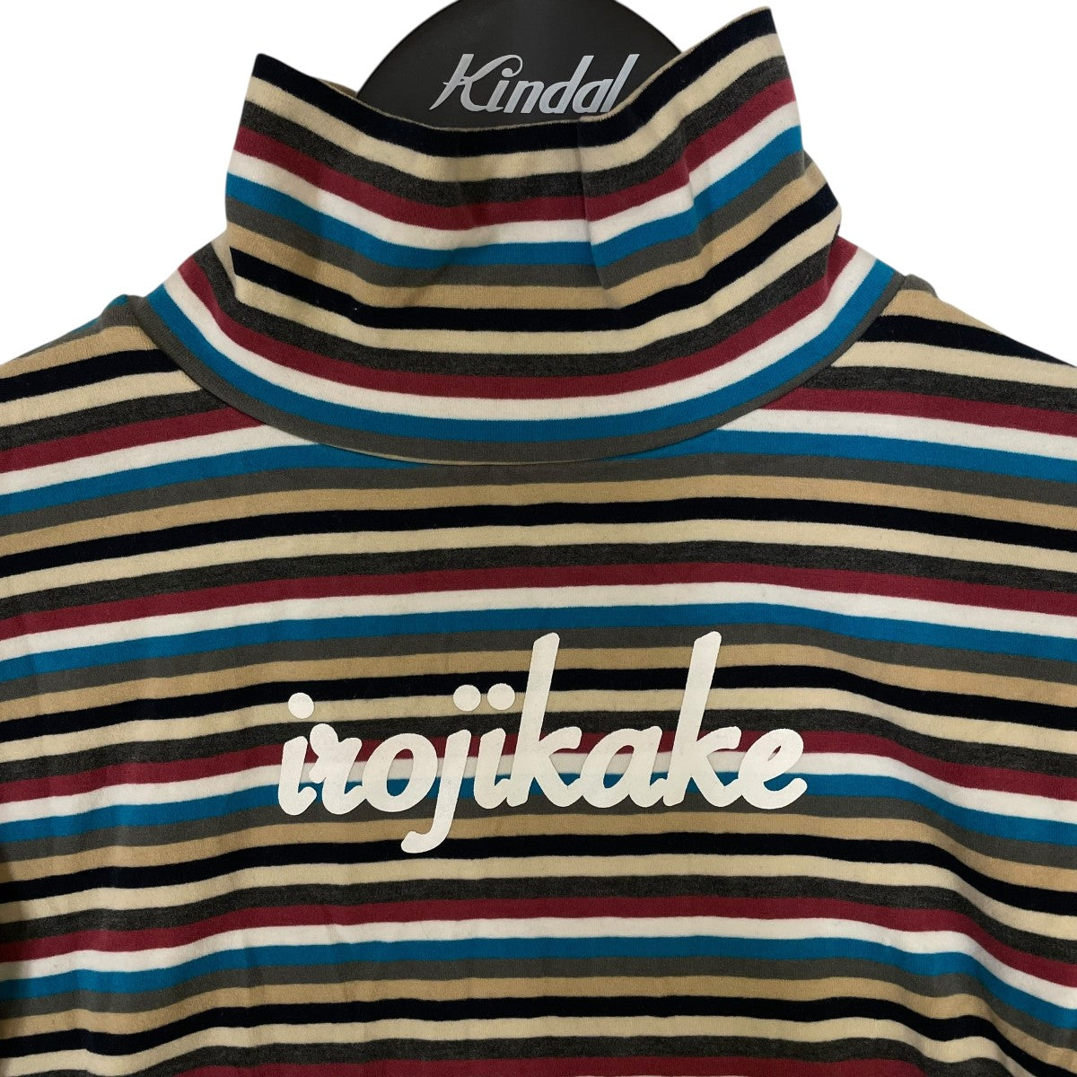 irojikake ロゴプリントマルチボーダーハイネックトップスIG1920-CT01 古着・中古-3枚目のアイテム画像