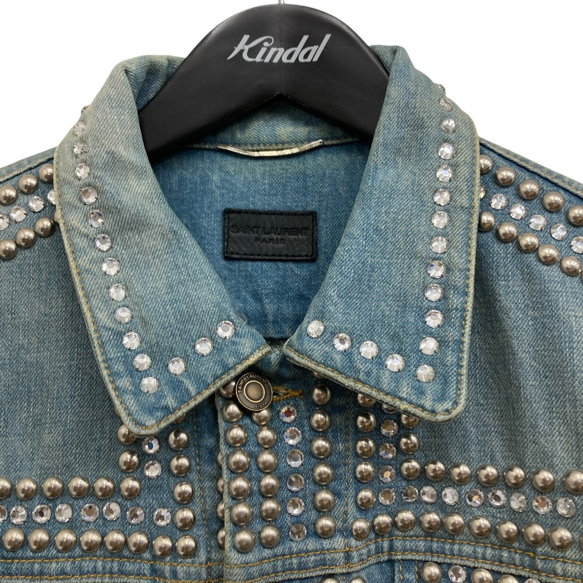 Saint Laurent Paris by Hedi Slimane スタッズクリスタルデニムジャケット 古着・中古-3枚目のアイテム画像