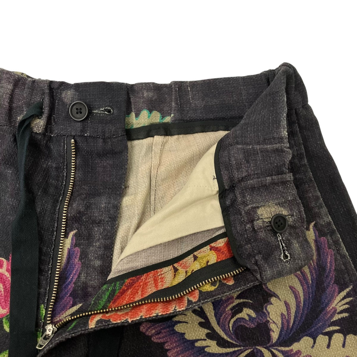 Yohji Yamamoto pour homme コットンリネンフラワーワイドショートパンツ 古着・中古-4枚目のアイテム画像
