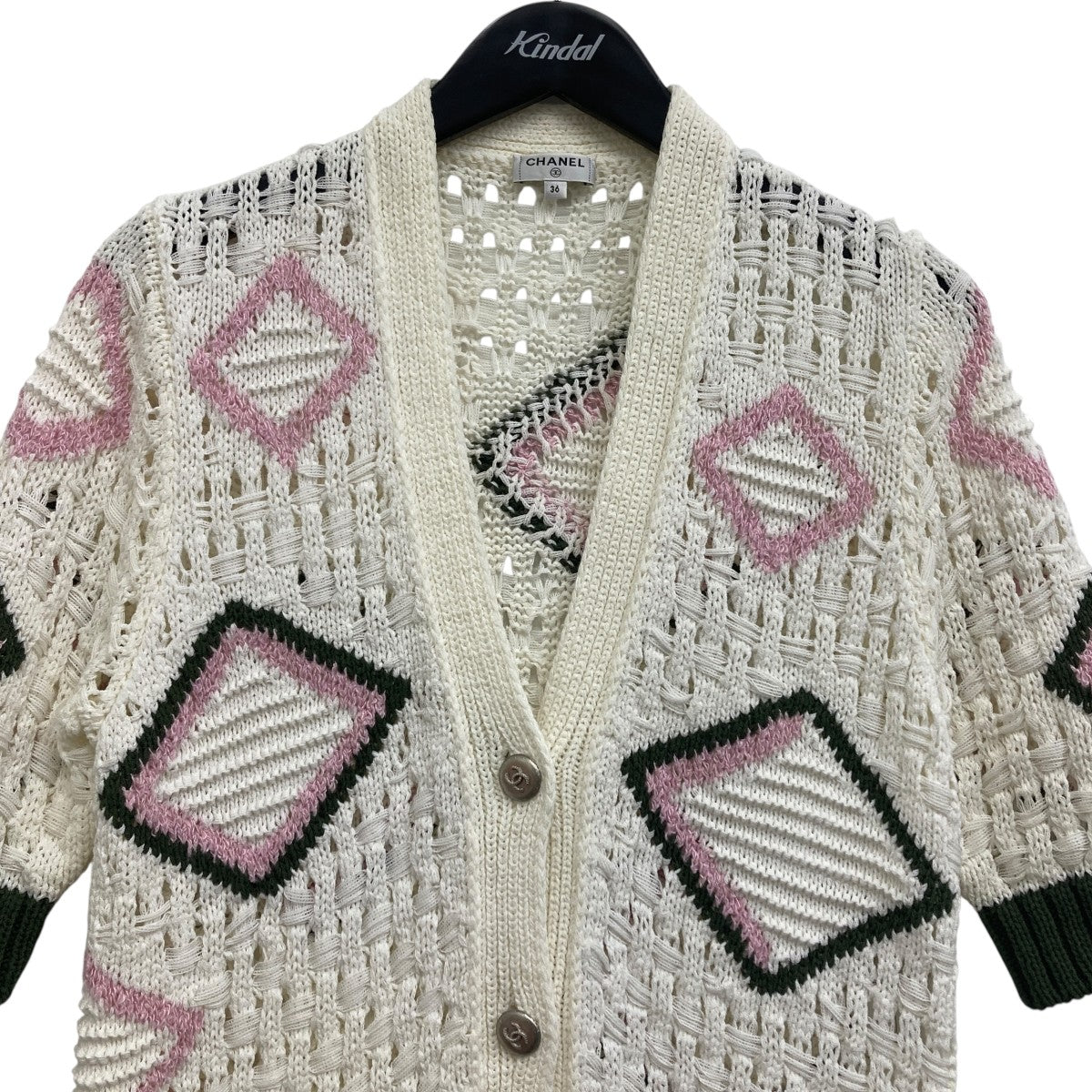 CHANEL 20P COCO BUTTONS LONG KNIT CARDIGAN 五分袖ニットカーディガン 古着・中古-3枚目のアイテム画像