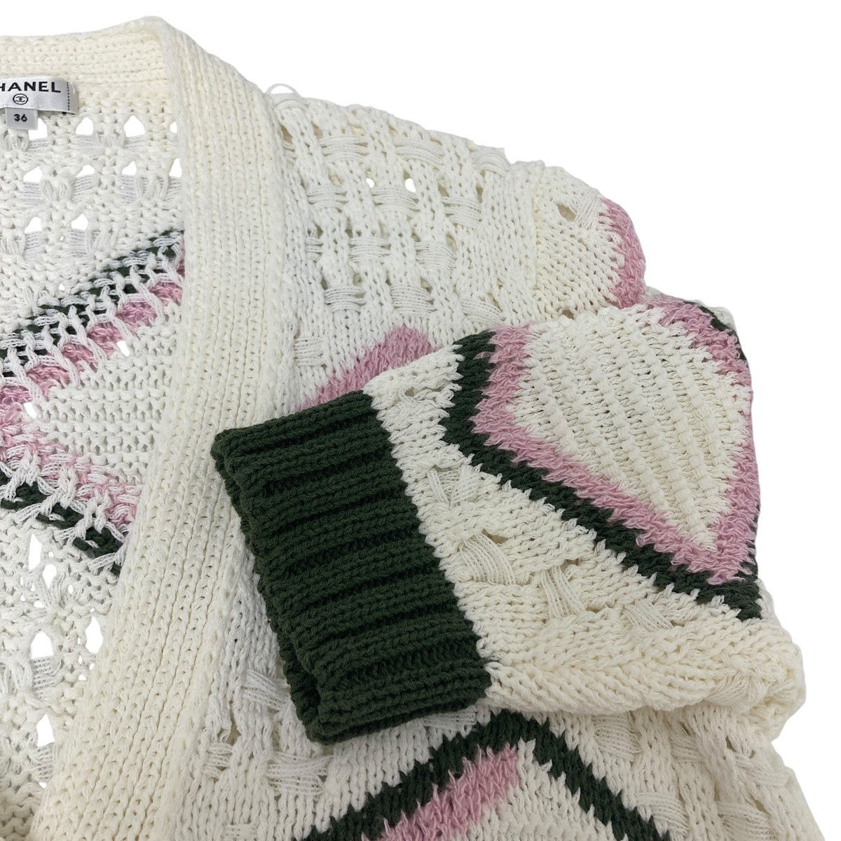 CHANEL 20P COCO BUTTONS LONG KNIT CARDIGAN 五分袖ニットカーディガン 古着・中古-4枚目のアイテム画像
