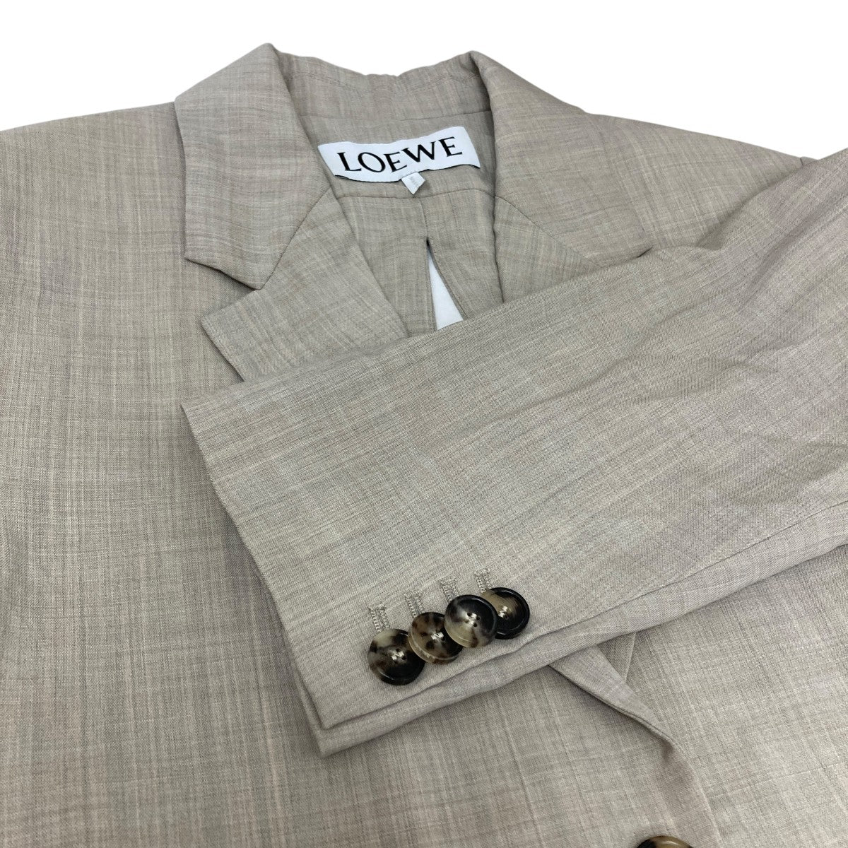 希少　Loewe ノーカラージャケット　ベルト　スエード　ミドル丈　スペイン製 LOEWE(ロエベ) 25SSTAILORED JACKETIN WOOL BEIGE テーラード