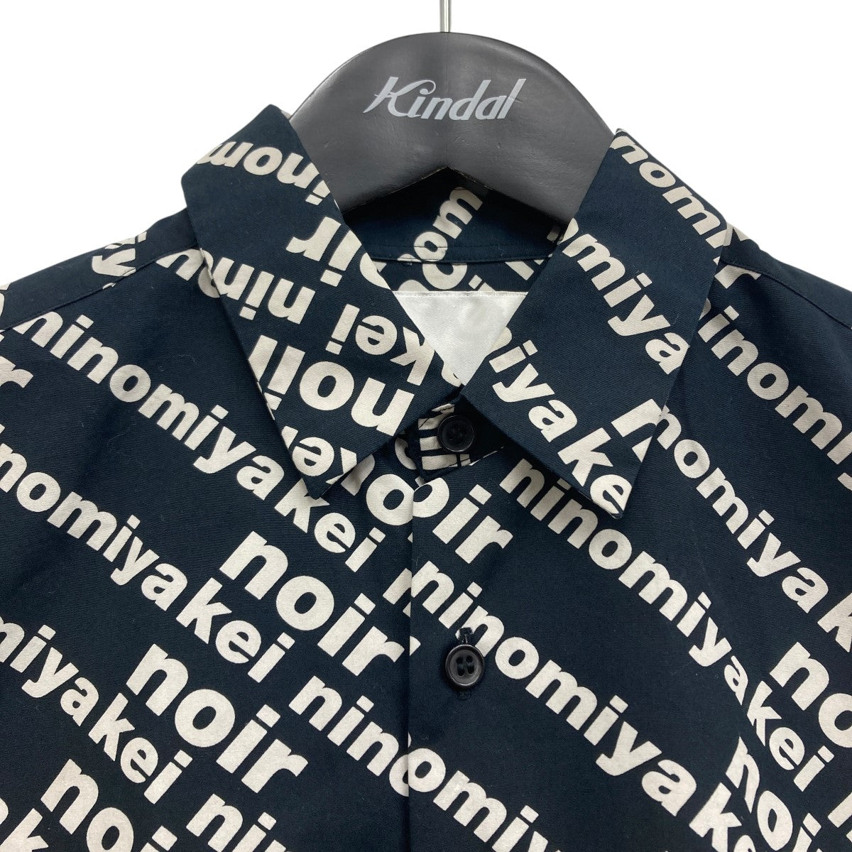 561 新品未使用　キングヌー　非売品 クルーシャツ　ジャケット L 黒 noir kei ninomiya(ノワールケイニノミヤ) フルモノグラムロング