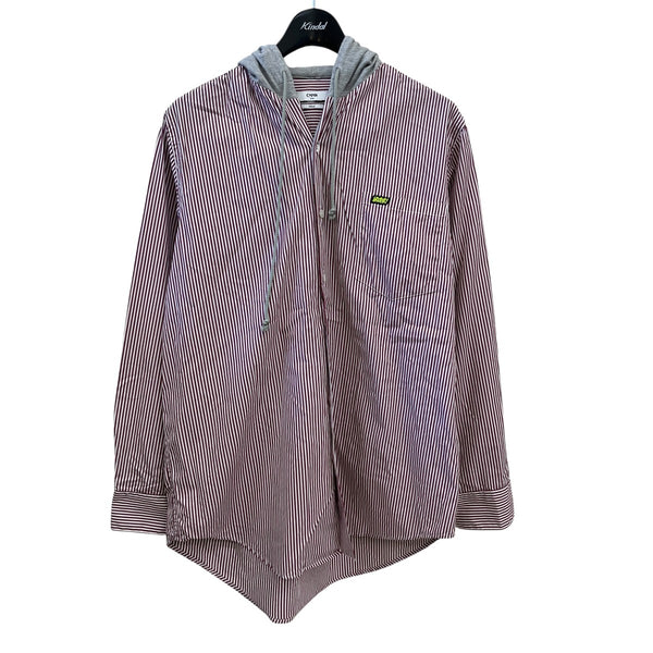 CMMN SWDN(コモン スウェーデン) ストライプフーデッドシャツ1413W643