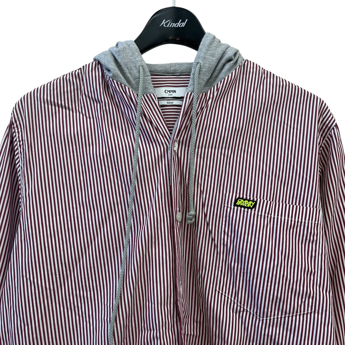 ストライプフーデッドシャツ1413W643