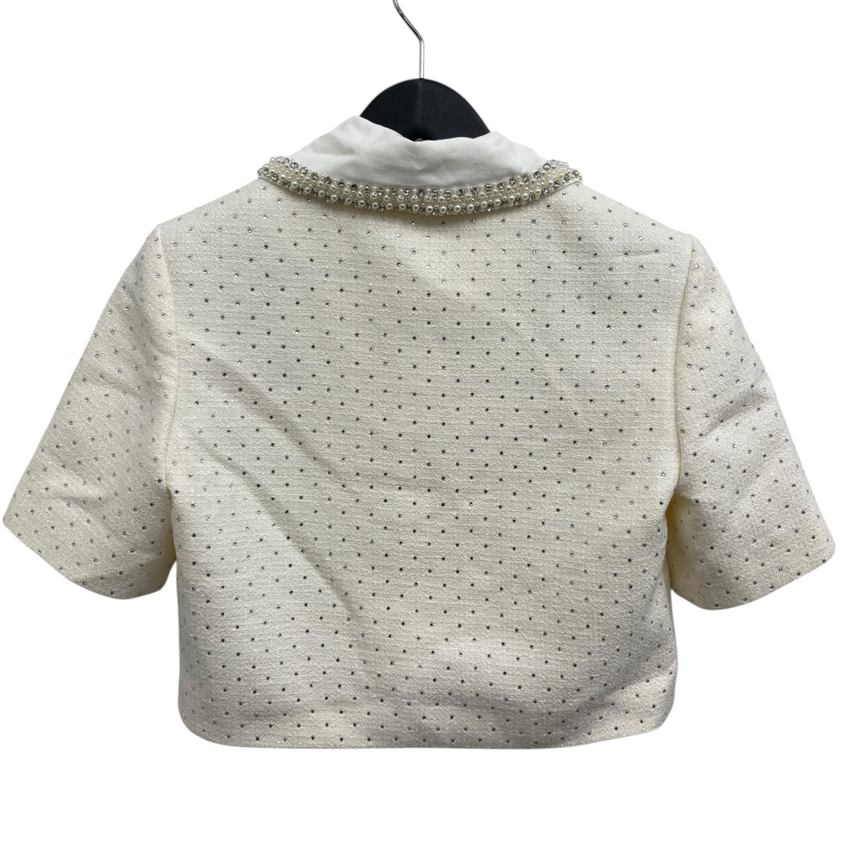 Short-sleeved rhinestone jacket ラインストーンブラウス