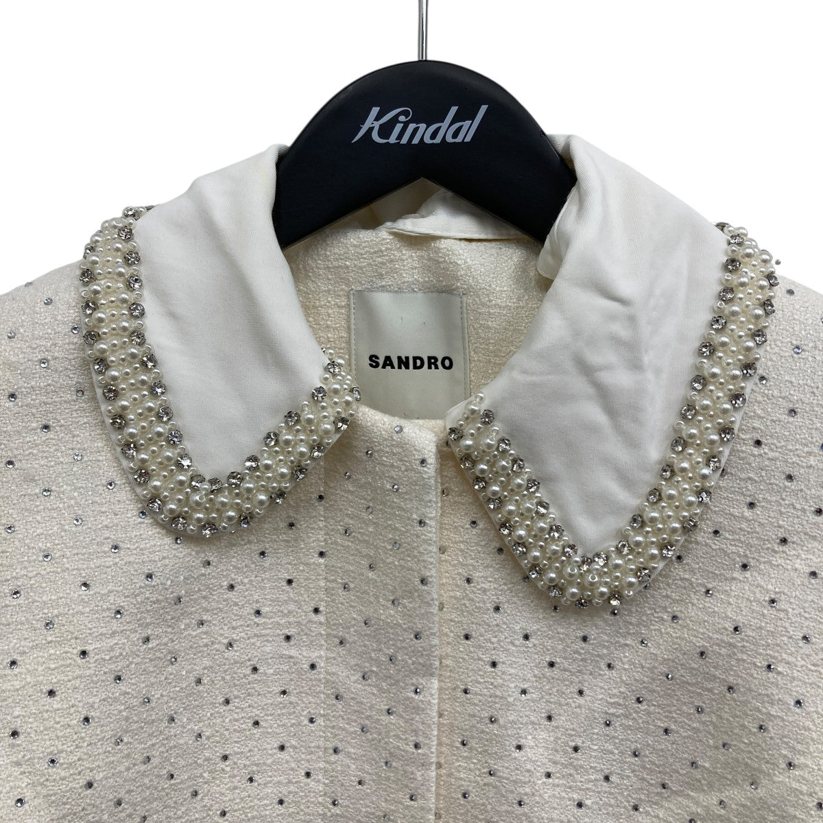 Sandro Short-sleeved rhinestone jacket ラインストーンブラウス 古着・中古-3枚目のアイテム画像