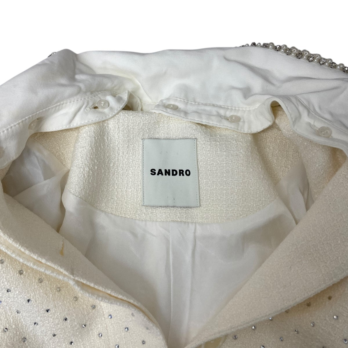 Sandro Short-sleeved rhinestone jacket ラインストーンブラウス 古着・中古-4枚目のアイテム画像