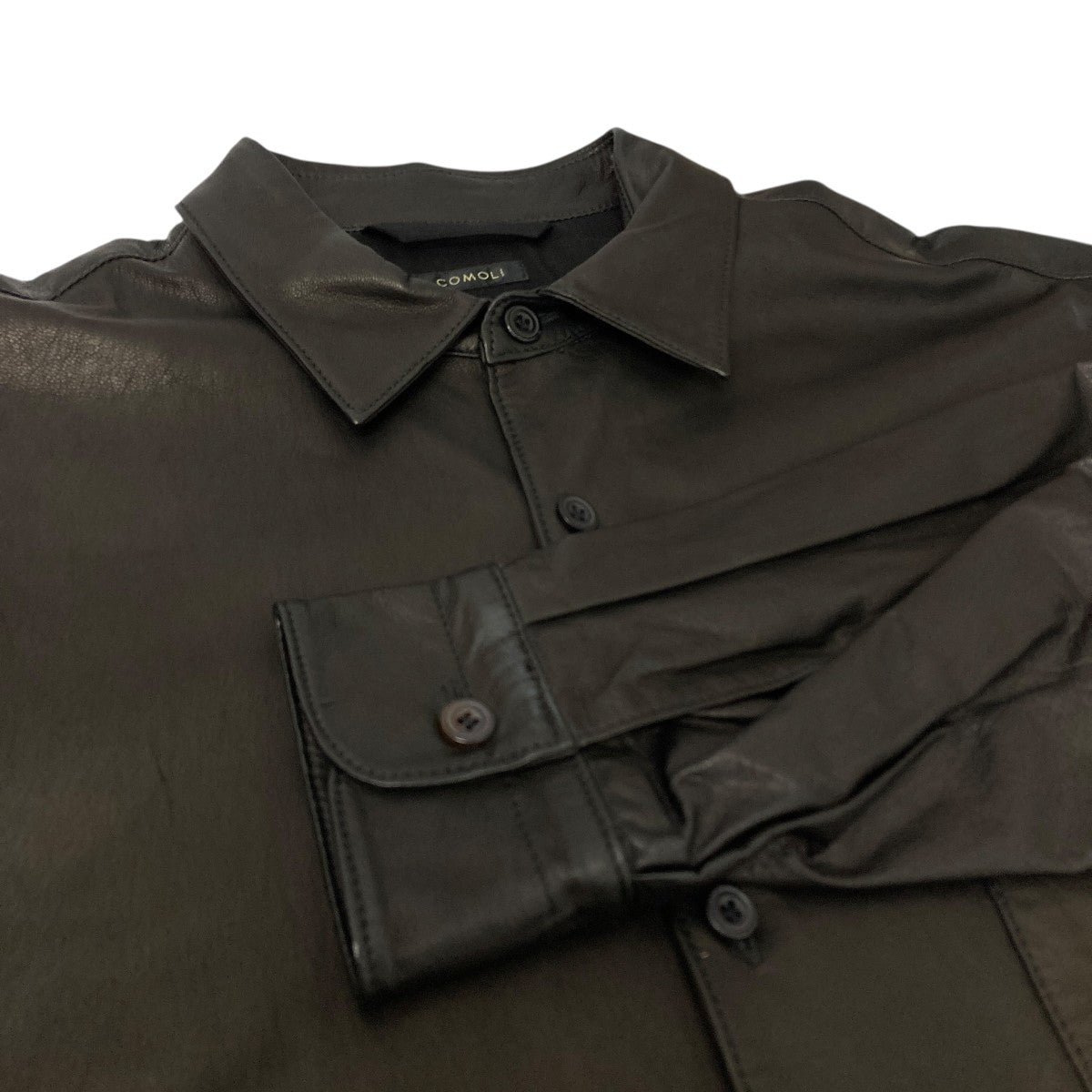 COMOLI(コモリ) ディアスキンレザーシャツ S03-01015 ブラック サイズ