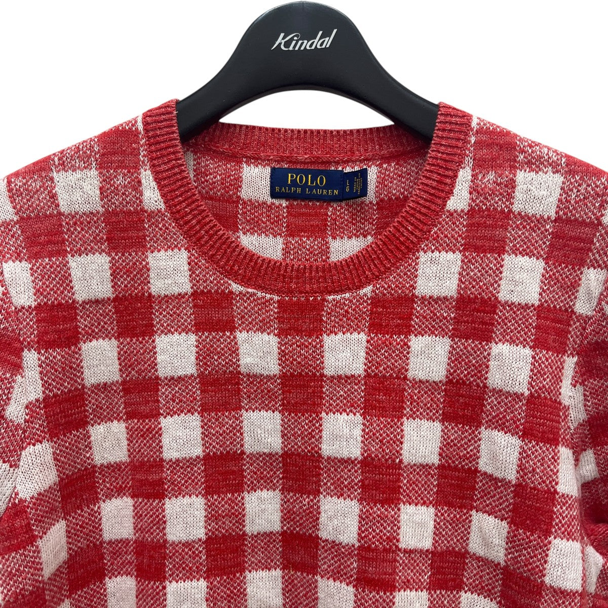POLO RALPH LAUREN チェッククルーネックニット 古着・中古-3枚目のアイテム画像