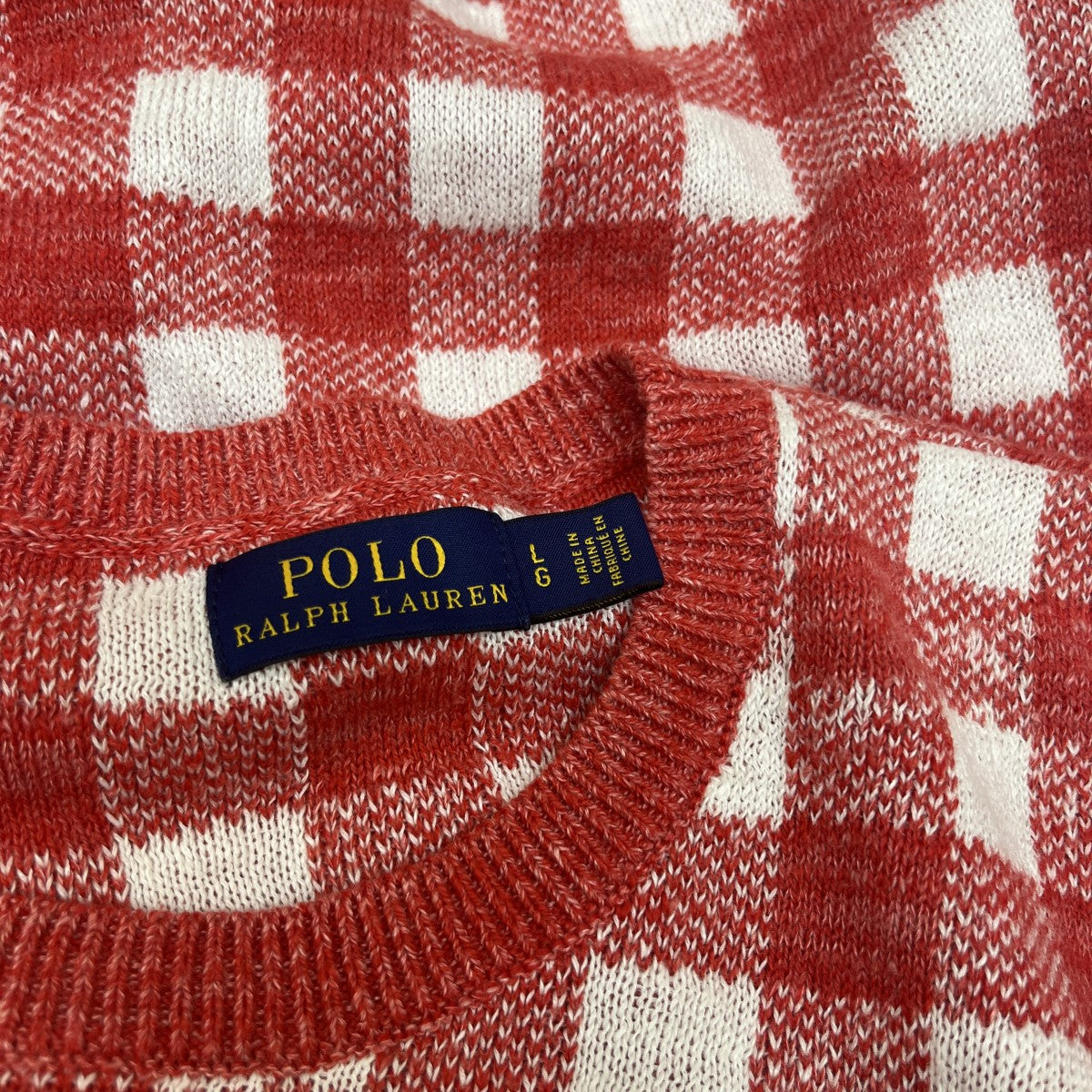 POLO RALPH LAUREN チェッククルーネックニット 古着・中古-4枚目のアイテム画像