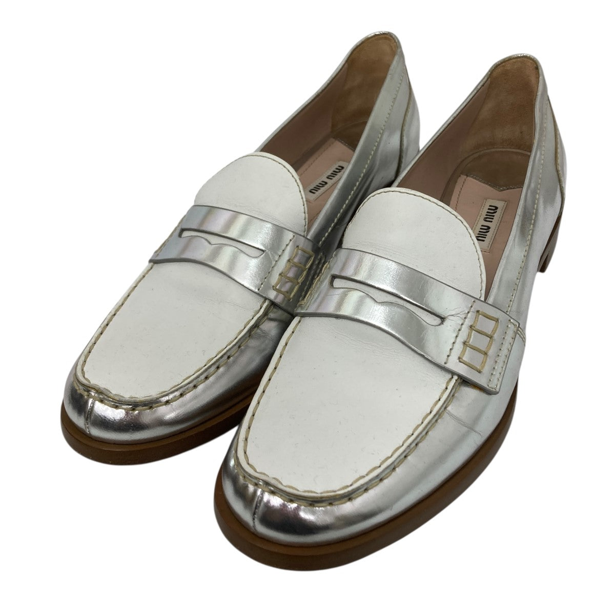 未使用級✨miu miu ミュウミュウ　ビンテージ加工　ローファー　レザー 未使用級✨miu miu ミュウミュウ ビンテージ加工 コインローファー