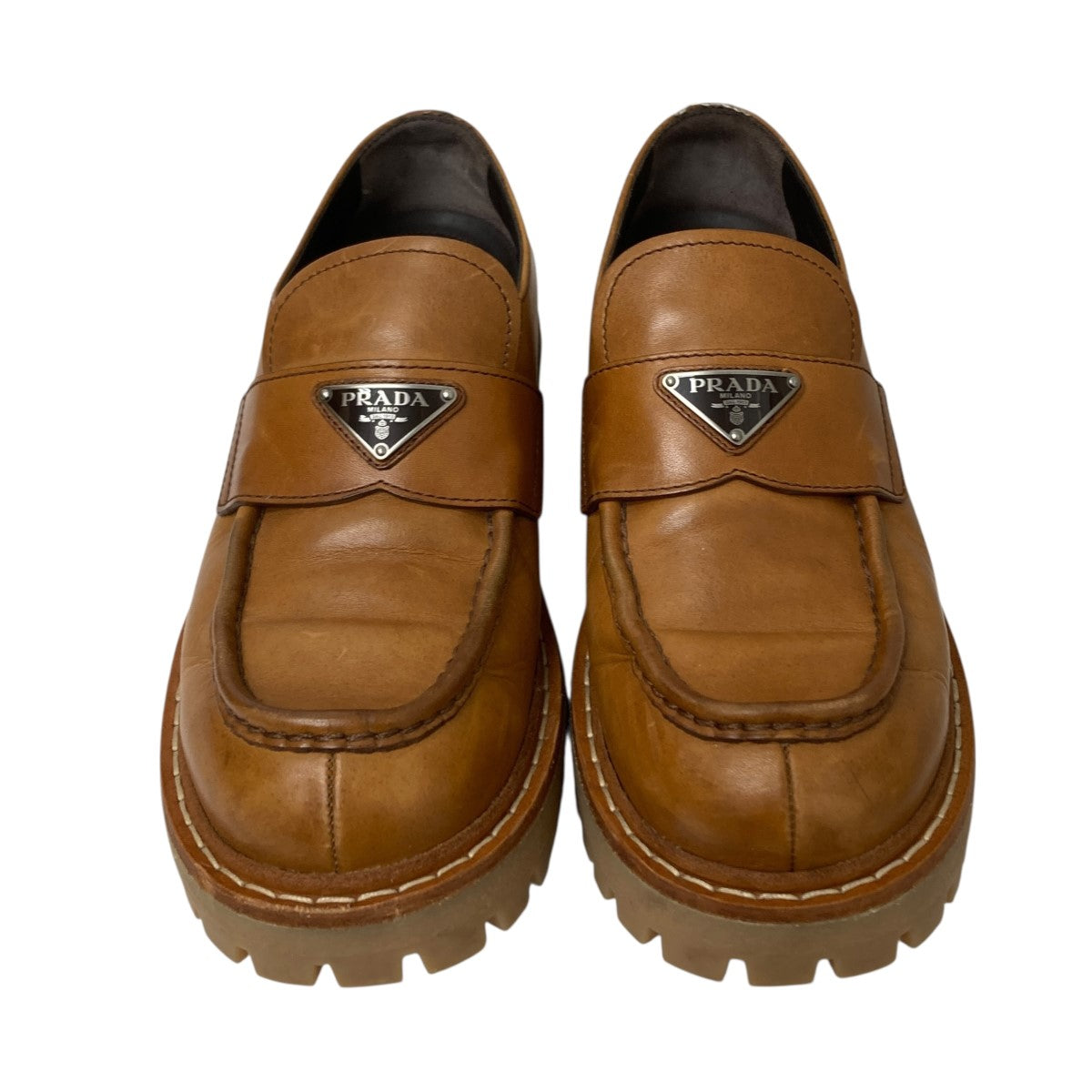 PRADA(プラダ) ブラッシュドレザーローファー 2DE151 ブラウン サイズ