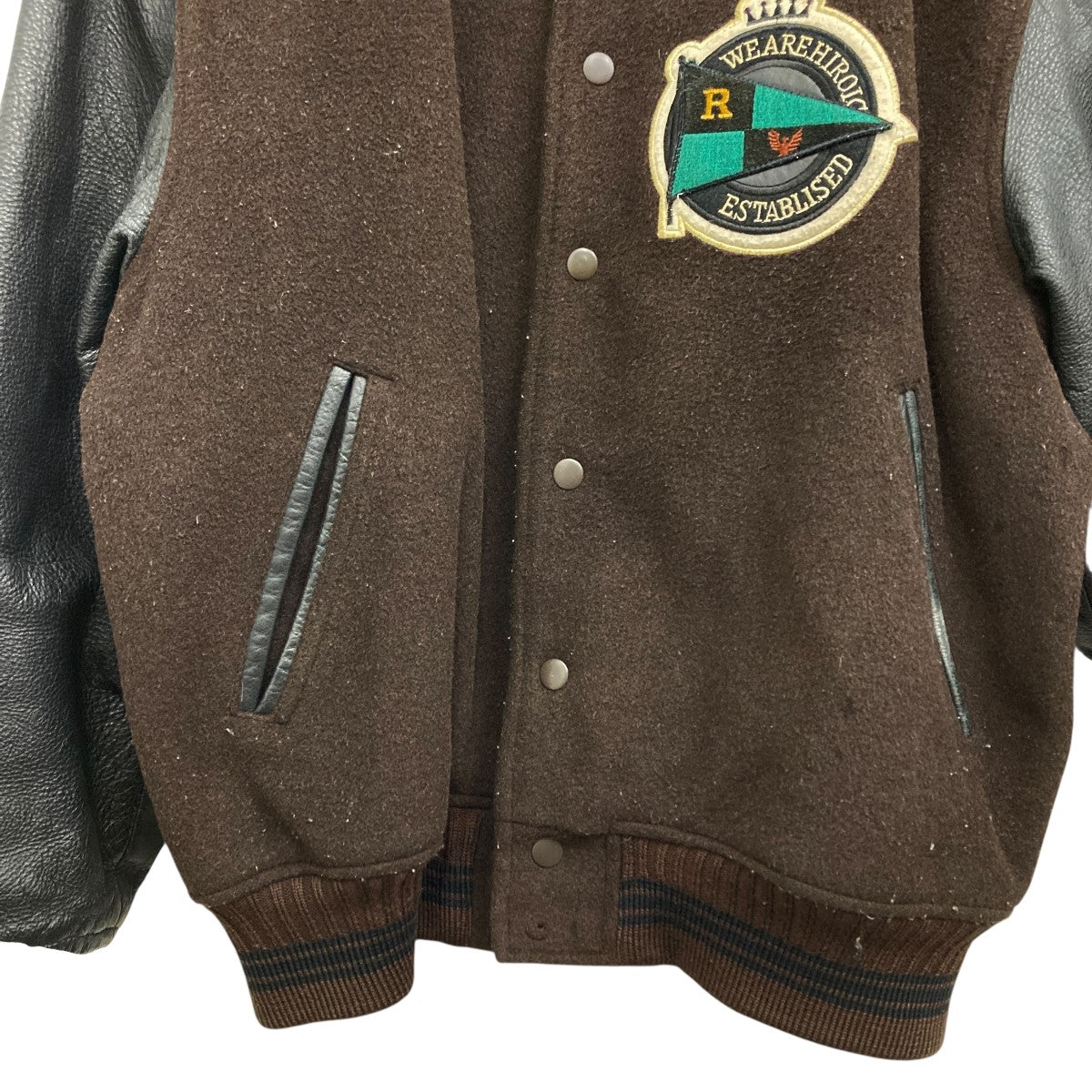 袖レザー切替スタジャン