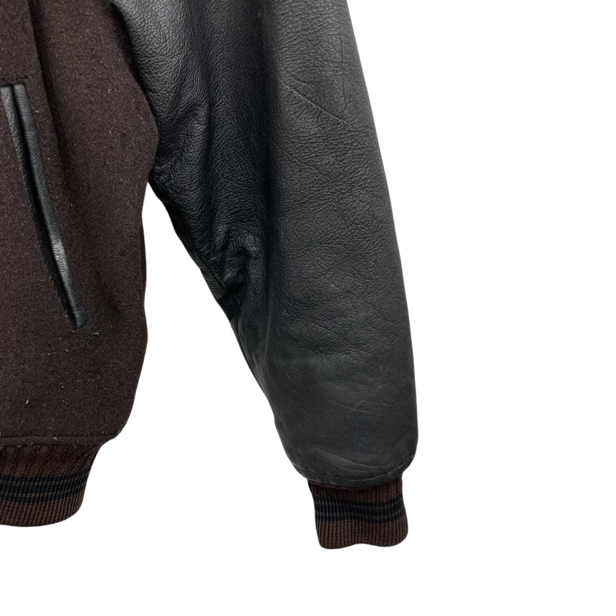 袖レザー切替スタジャン