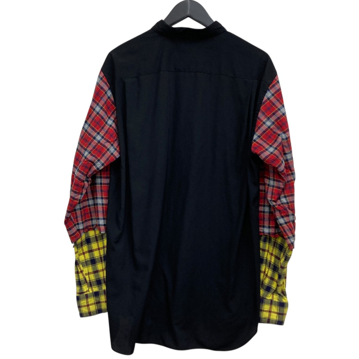 ガンリュウ　コムデギャルソン　チェック切り替えフーデッドシャツ ガンリュウ コムデギャルソン チェック切り替えフーデッドシャツ