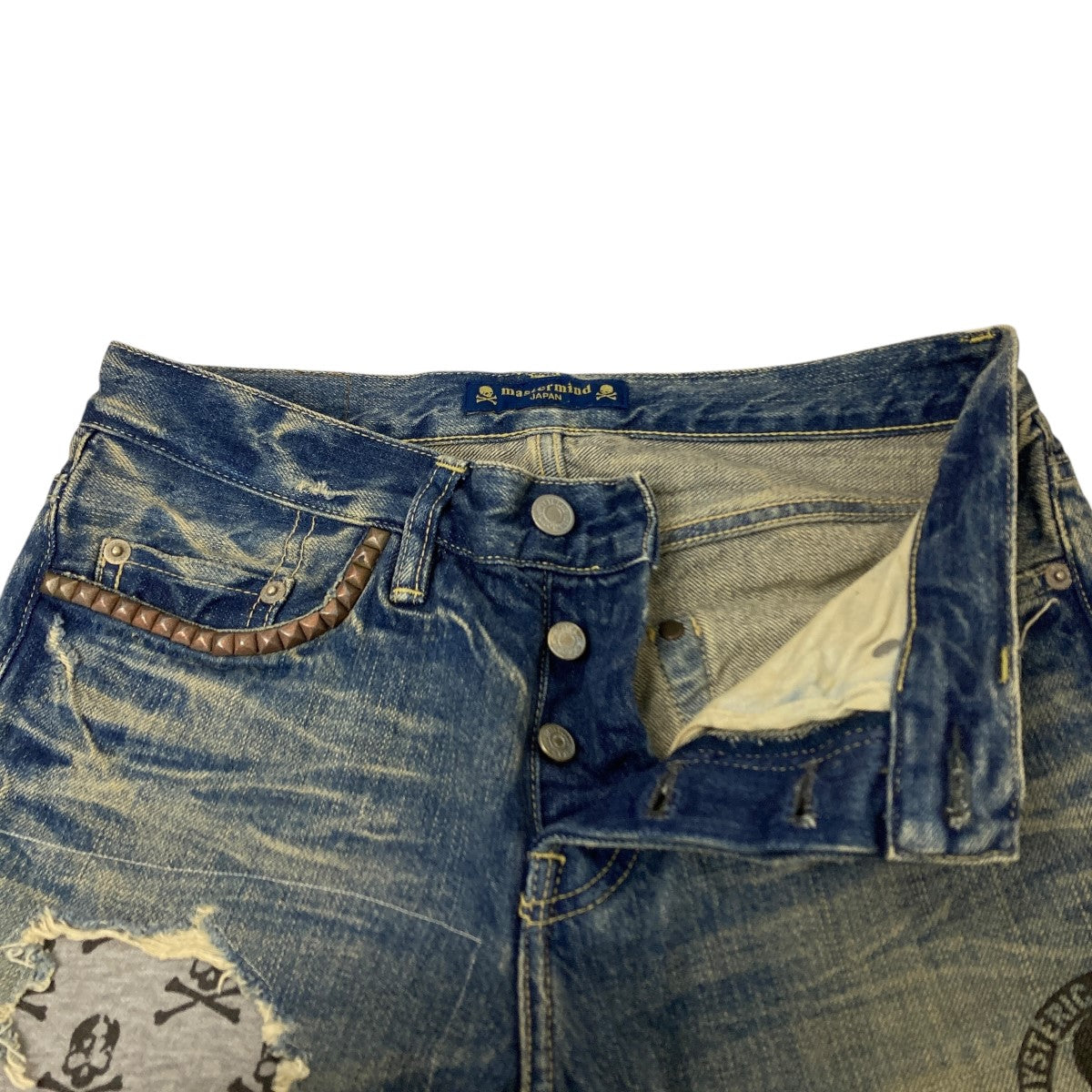 mastermind/マスターマインド スカル リペア加工 デニムパンツ MA-2PA-01-00-D/M /080 未使用mastermind JAPAN⁄マスターマインド リペア加工 スカル刺繍