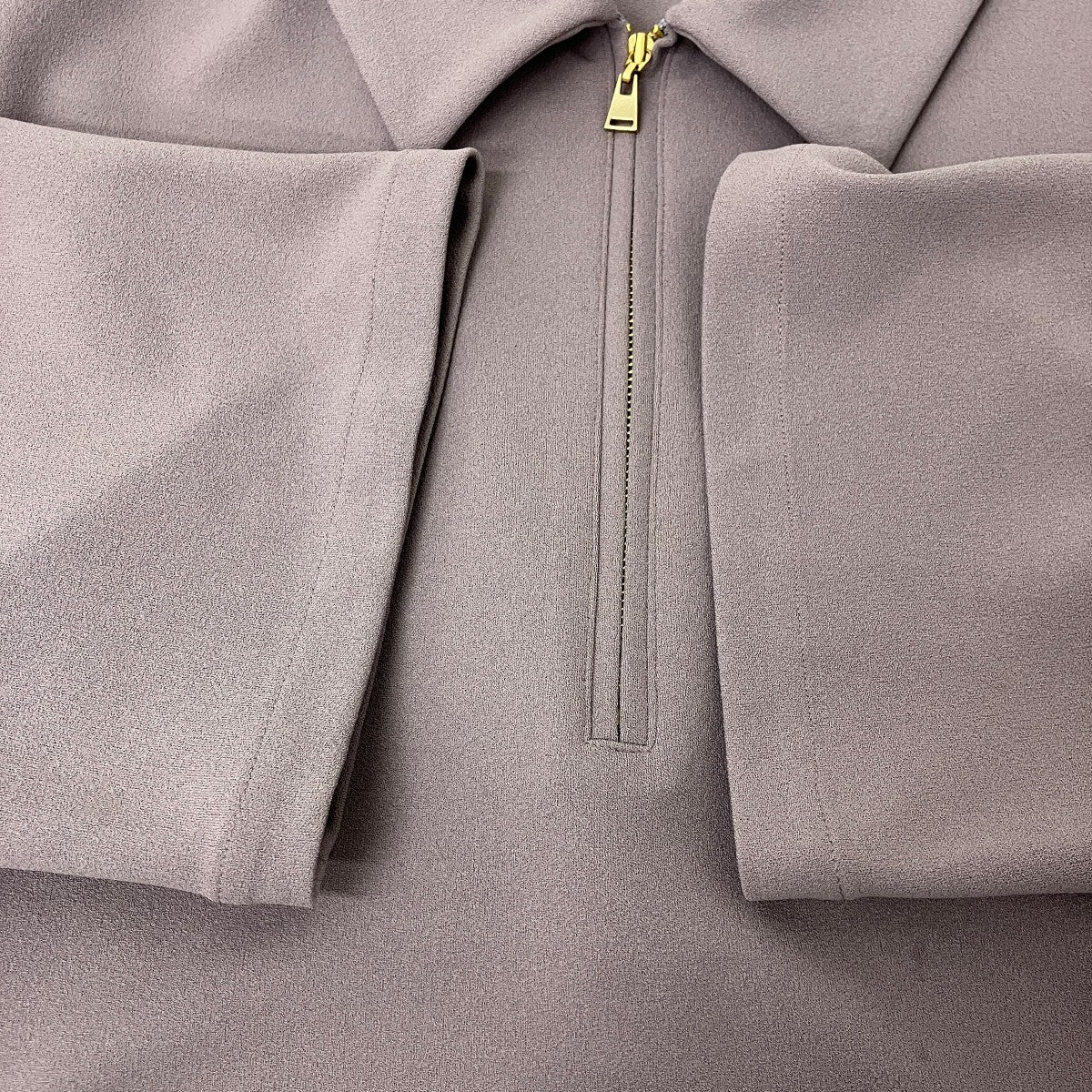Stretch Georgette ZIp Up Polo Shirt ハーフジップカットソー