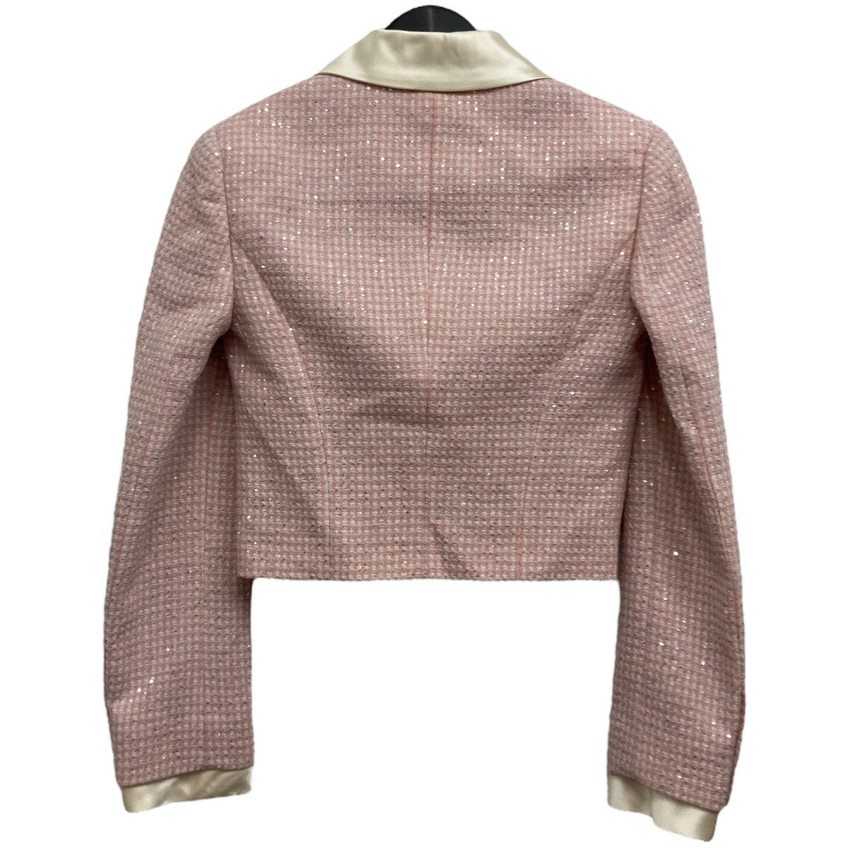 MIU MIU クロップド丈 スパンコール装飾 ツイード ジャケット 古着・中古-2枚目のアイテム画像