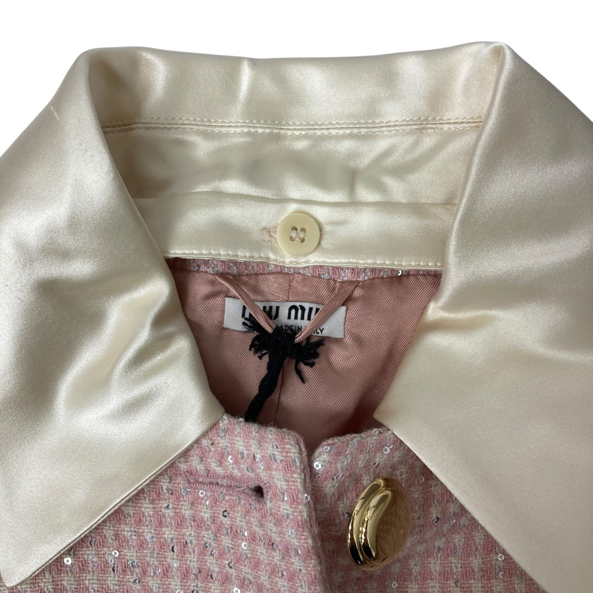 MIU MIU クロップド丈 スパンコール装飾 ツイード ジャケット 古着・中古-5枚目のアイテム画像