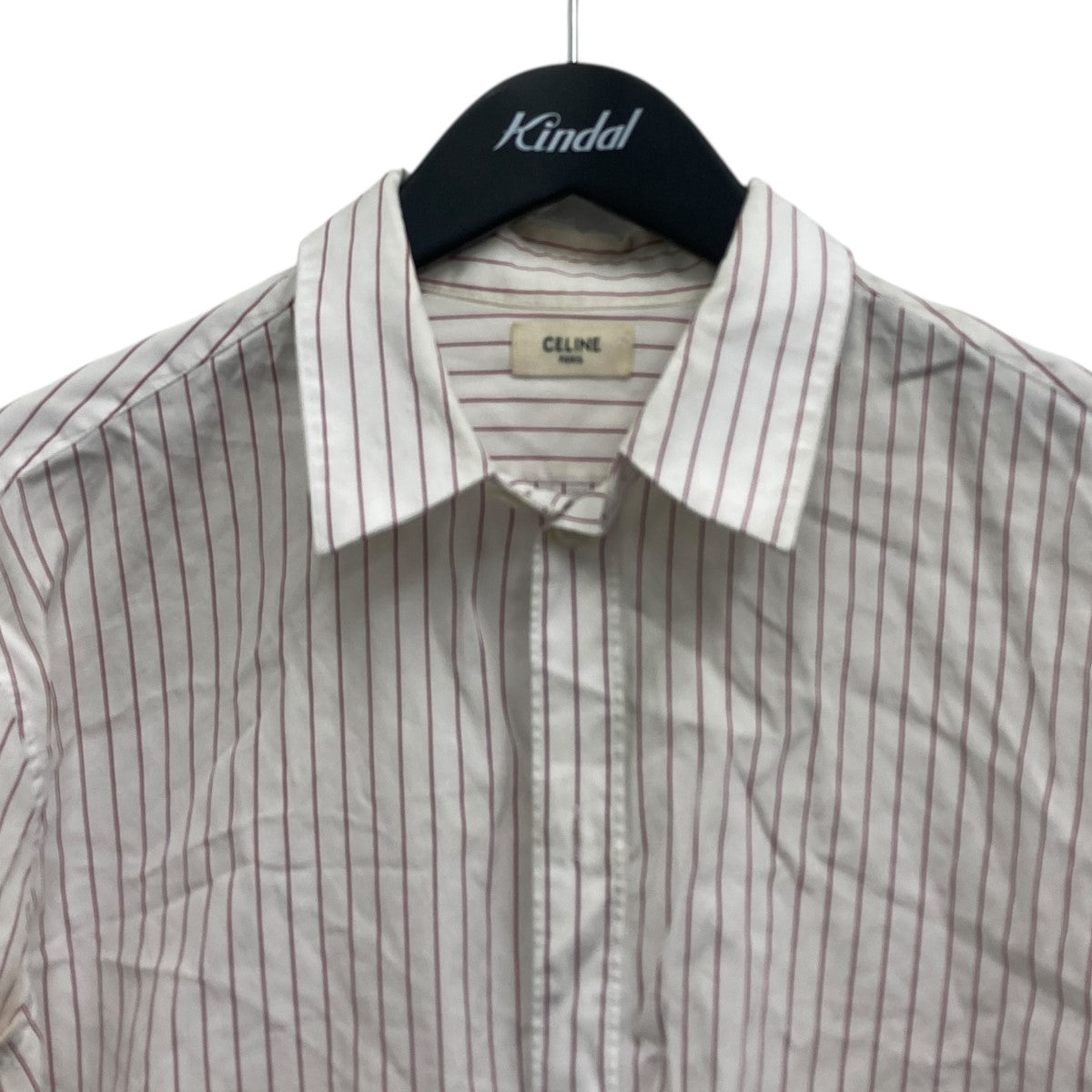 CELINE(セリーヌ) ストライプ 長袖シャツ 20FA7023F ホワイト×レッド