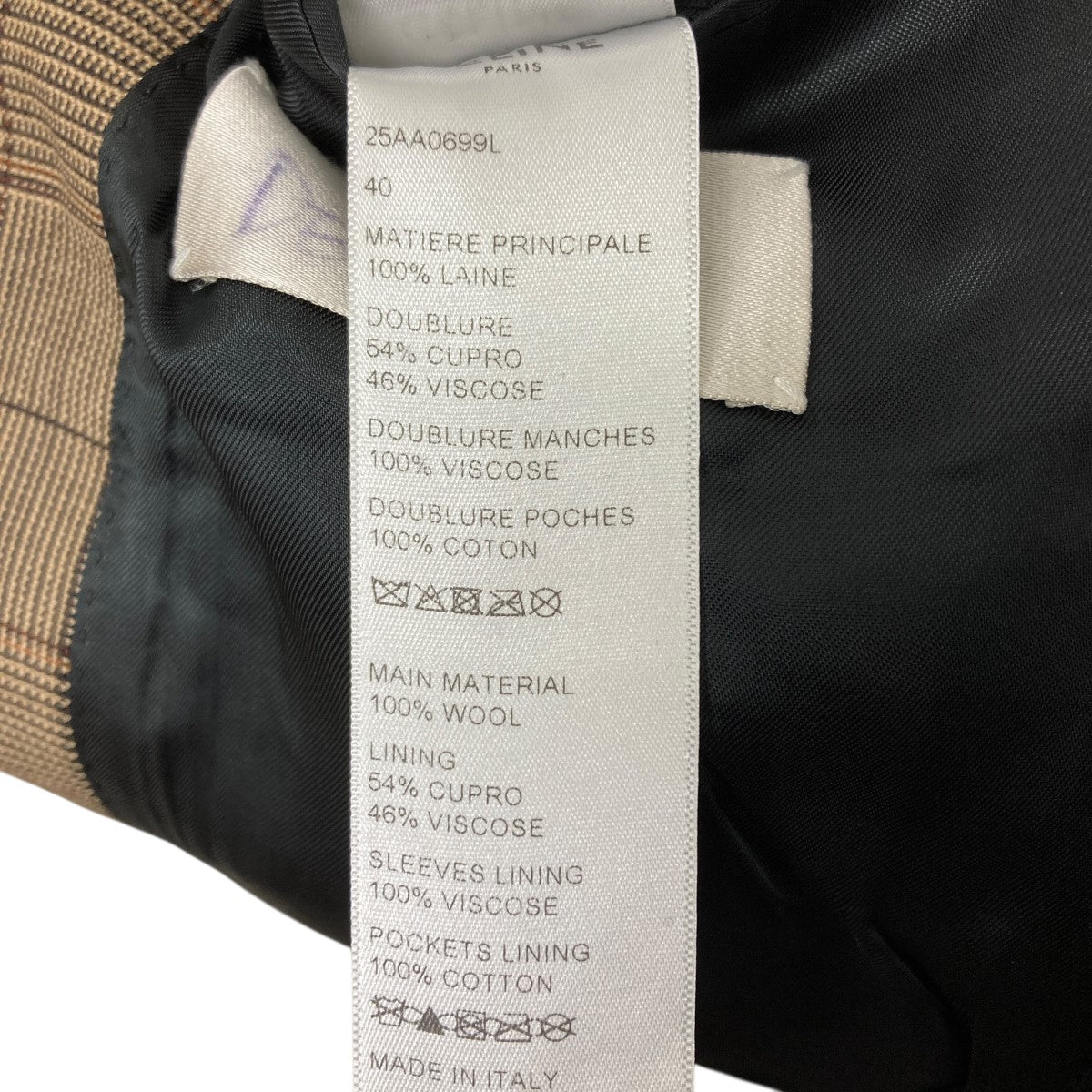 CELINE チェックテーラードジャケット 古着・中古-6枚目のアイテム画像