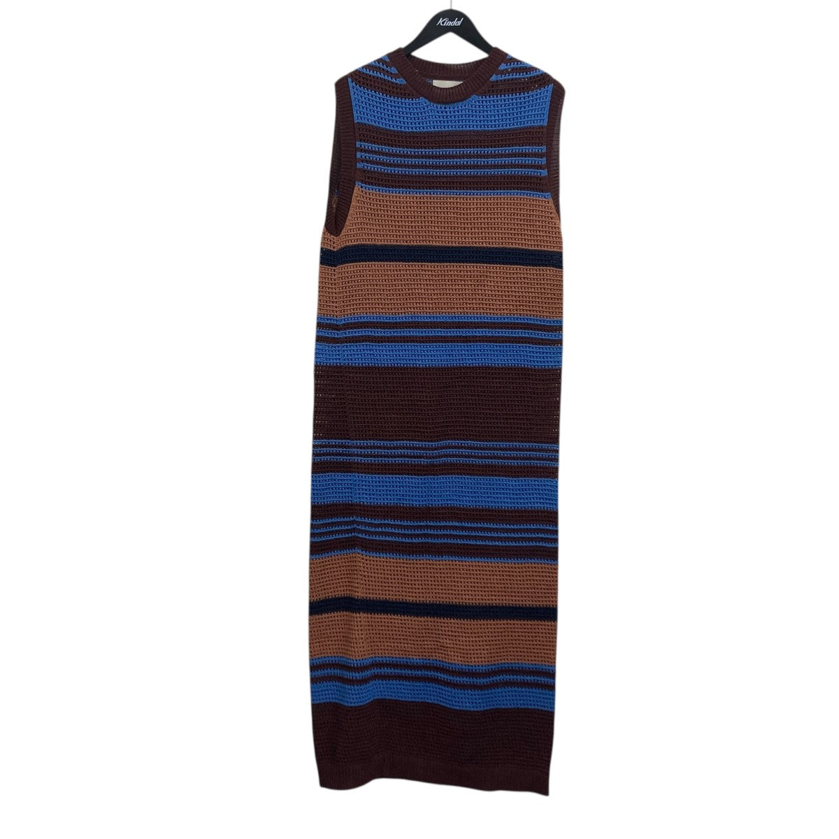 YOKE BORDER MESH KNIT DRESSノースリーブニットワンピース 古着・中古-1枚目のアイテム画像