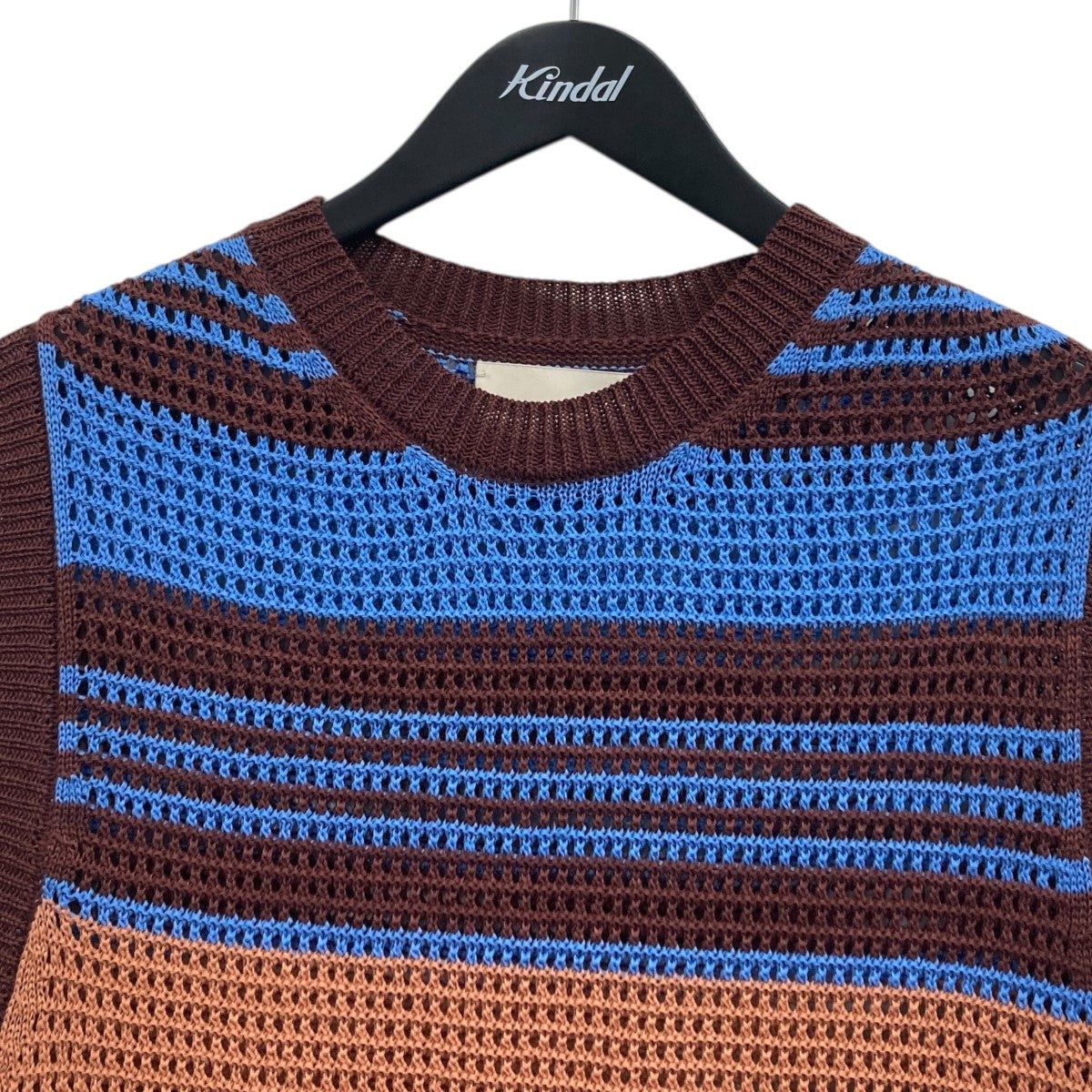 YOKE BORDER MESH KNIT DRESSノースリーブニットワンピース 古着・中古-3枚目のアイテム画像