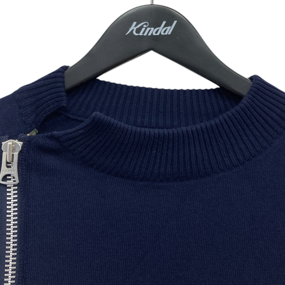 sacai(サカイ) ジップニットジャケット 21-02507M ネイビー×オリーブ