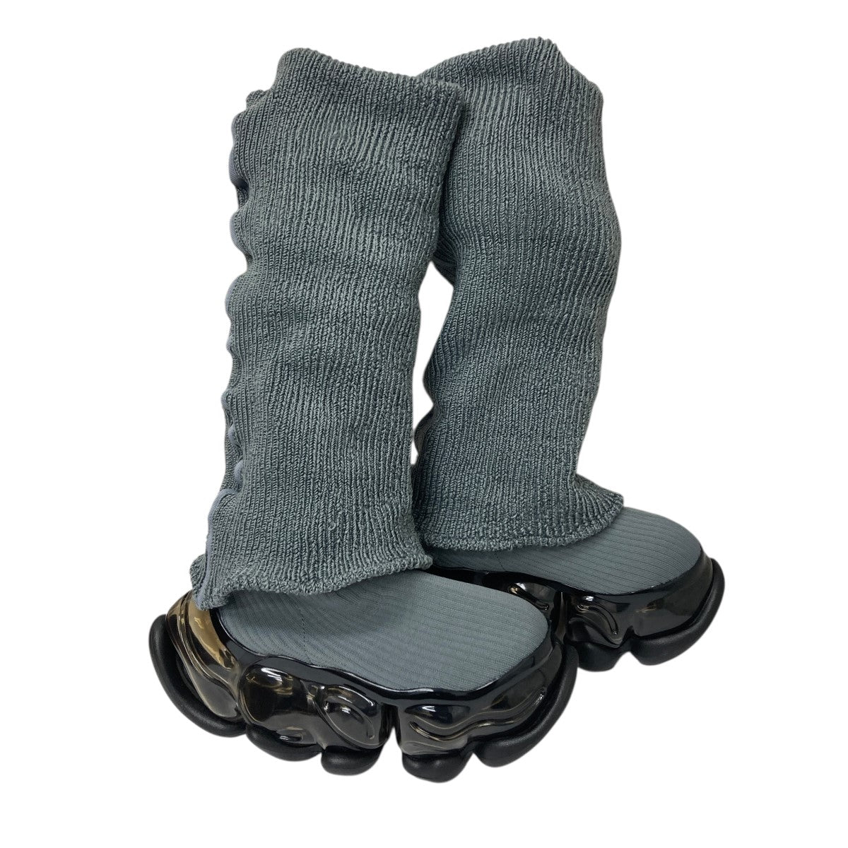 grounds SKYSCRAPER LOOSE SOCKS KNIT グレー SKYSCRAPER LOOSE SOCKS KNIT - GRAY / BLACK (スカイスクレーパー