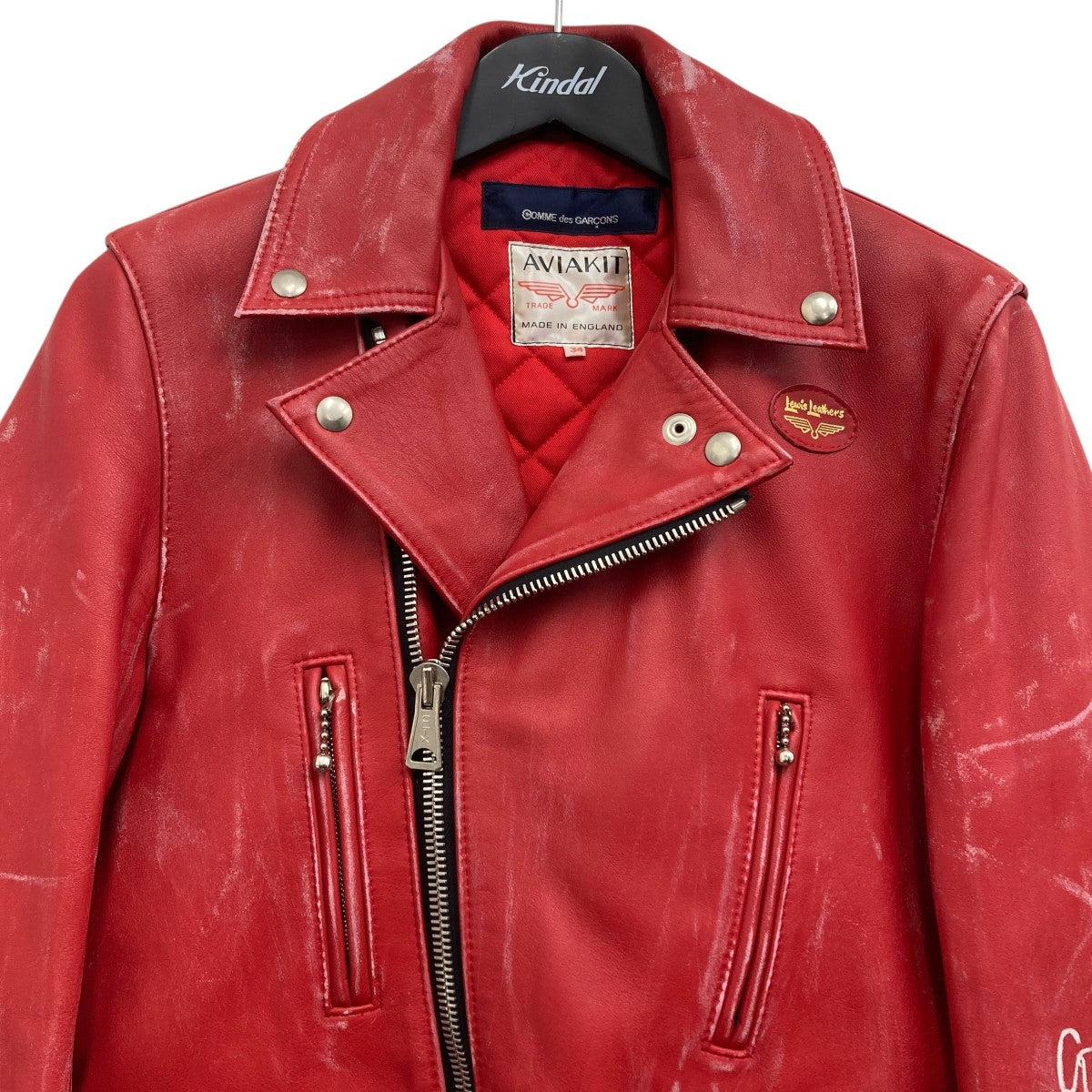 COMME des GARCONS×Lewis Leathers AD2012 クラック加工レザーライダースジャケット 古着・中古-3枚目のアイテム画像