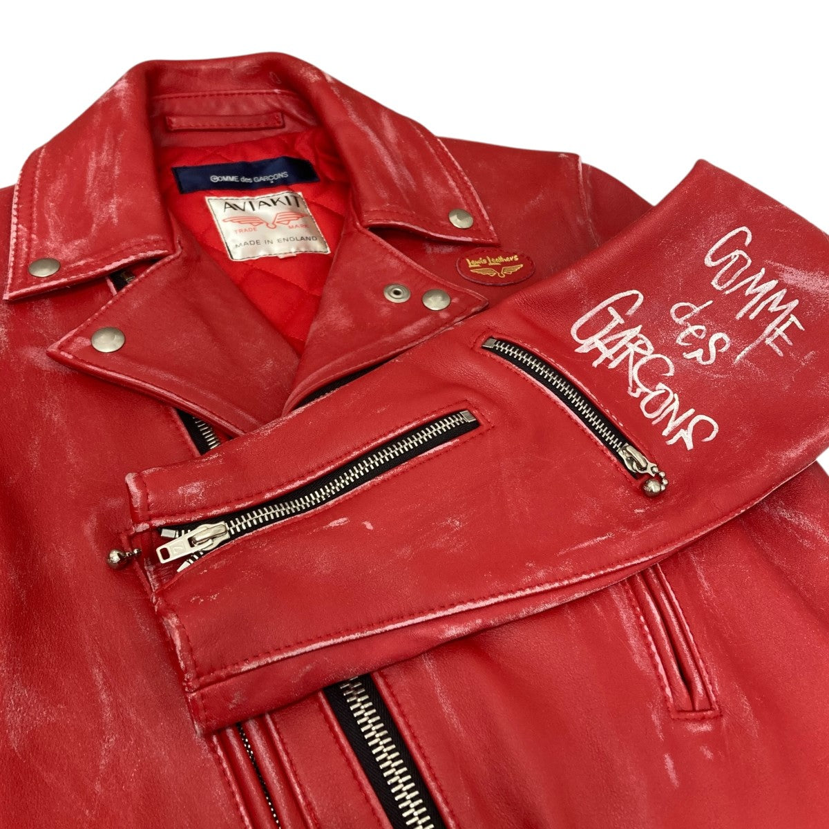 COMME des GARCONS×Lewis Leathers AD2012 クラック加工レザーライダースジャケット 古着・中古-5枚目のアイテム画像