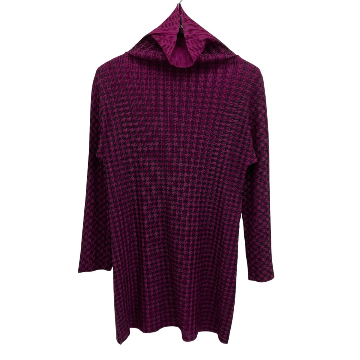 PLEATS PLEASE 千鳥格子柄ハイネックプリーツカットソー 古着・中古-1枚目のアイテム画像