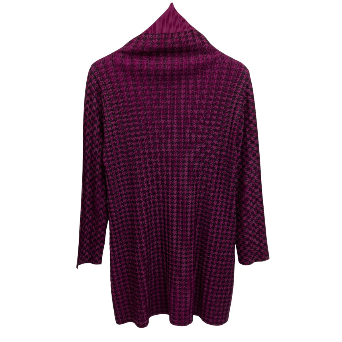 PLEATS PLEASE 千鳥格子柄ハイネックプリーツカットソー 古着・中古-2枚目のアイテム画像