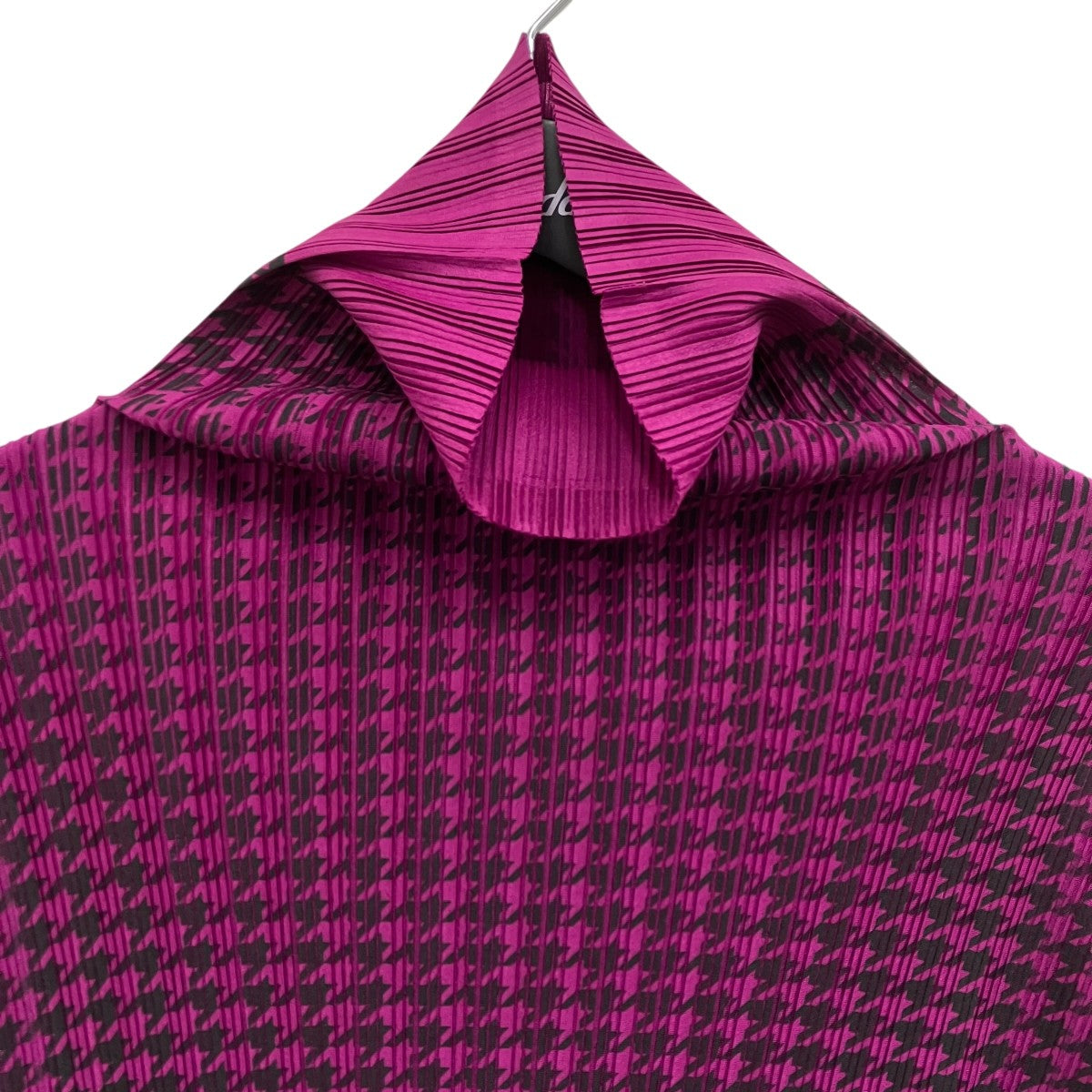PLEATS PLEASE 千鳥格子柄ハイネックプリーツカットソー 古着・中古-3枚目のアイテム画像