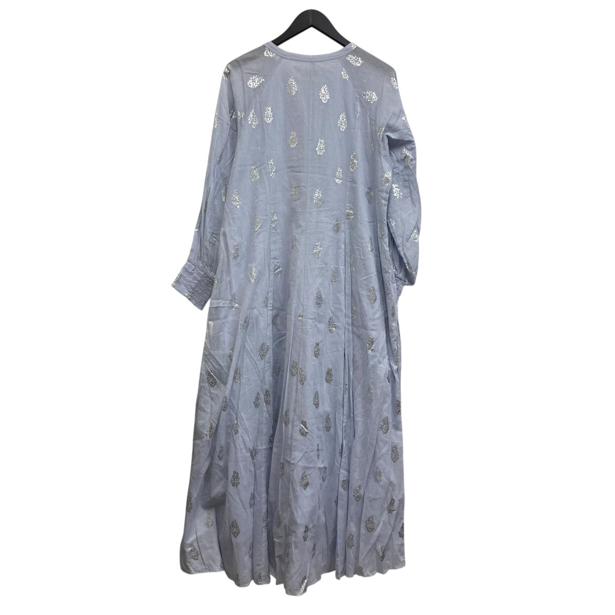 ne quittez pas Cotton Voile Foil Flower Print Sleeve Dress フラワーワンピース 古着・中古-2枚目のアイテム画像