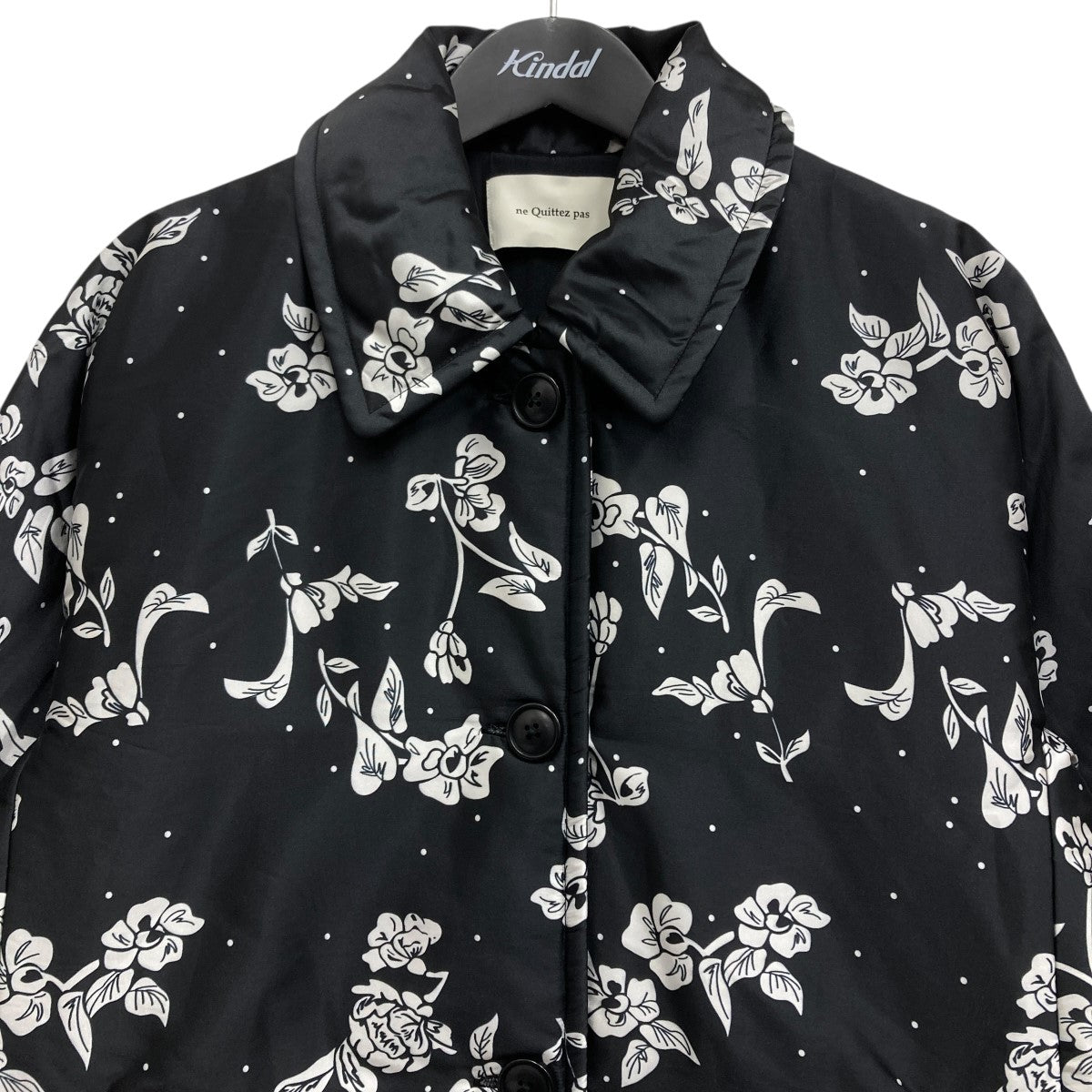 ne quittez pas Poly Dupion Flower Print Quilting Coat フラワープリントキルティングコート 古着・中古-3枚目のアイテム画像