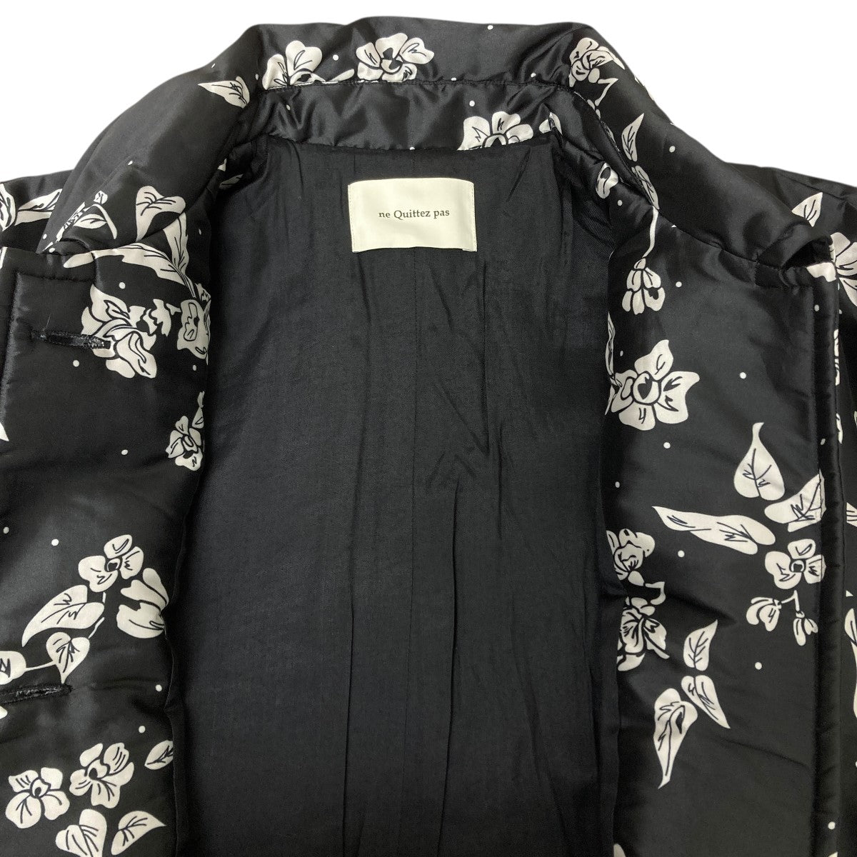 ne quittez pas Poly Dupion Flower Print Quilting Coat フラワープリントキルティングコート 古着・中古-5枚目のアイテム画像