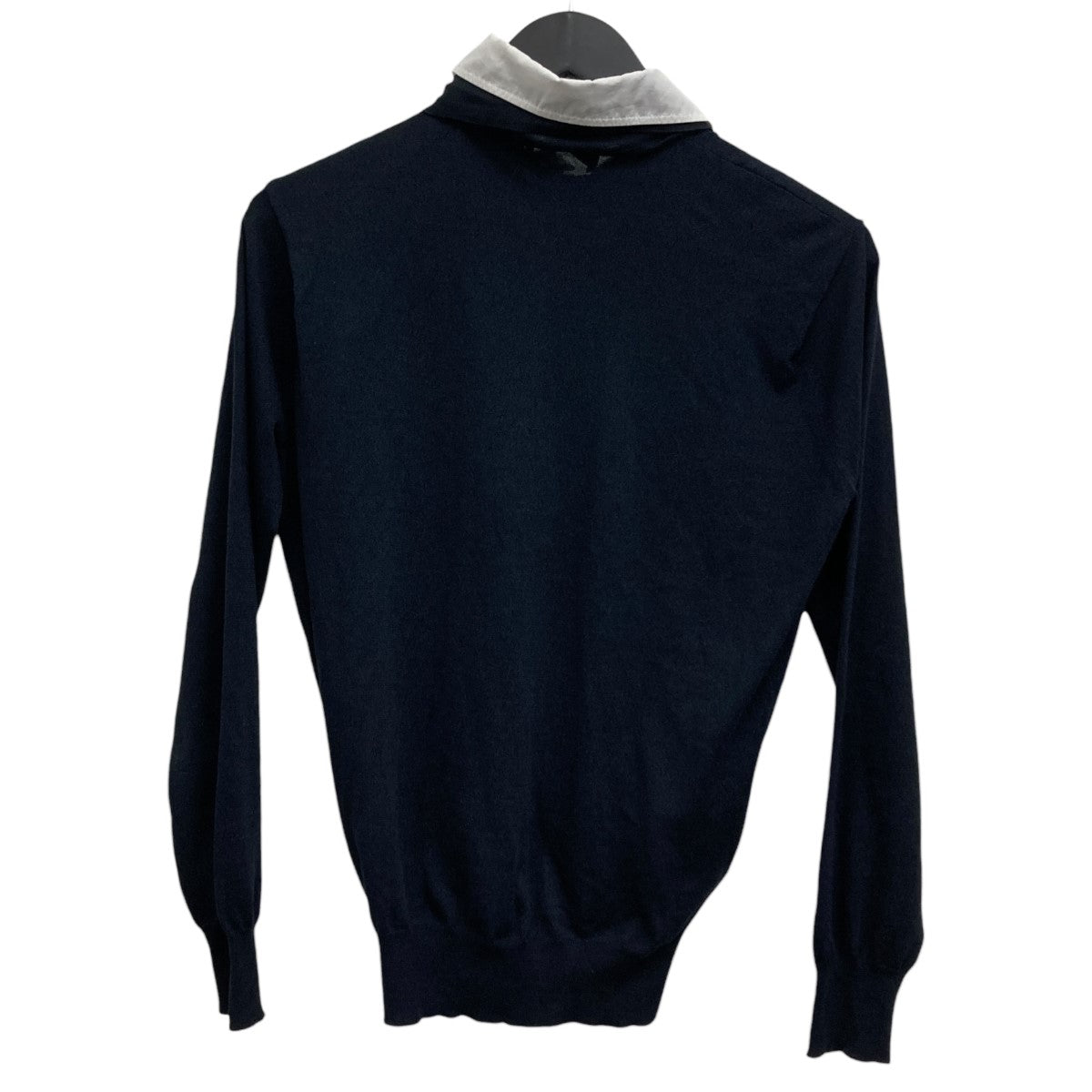 PRADA ニットポロシャツ ネイビー/ブルー/グレー PRADA(プラダ) Detachable Collar Silk-Blend Knit Polo Shirtシルク