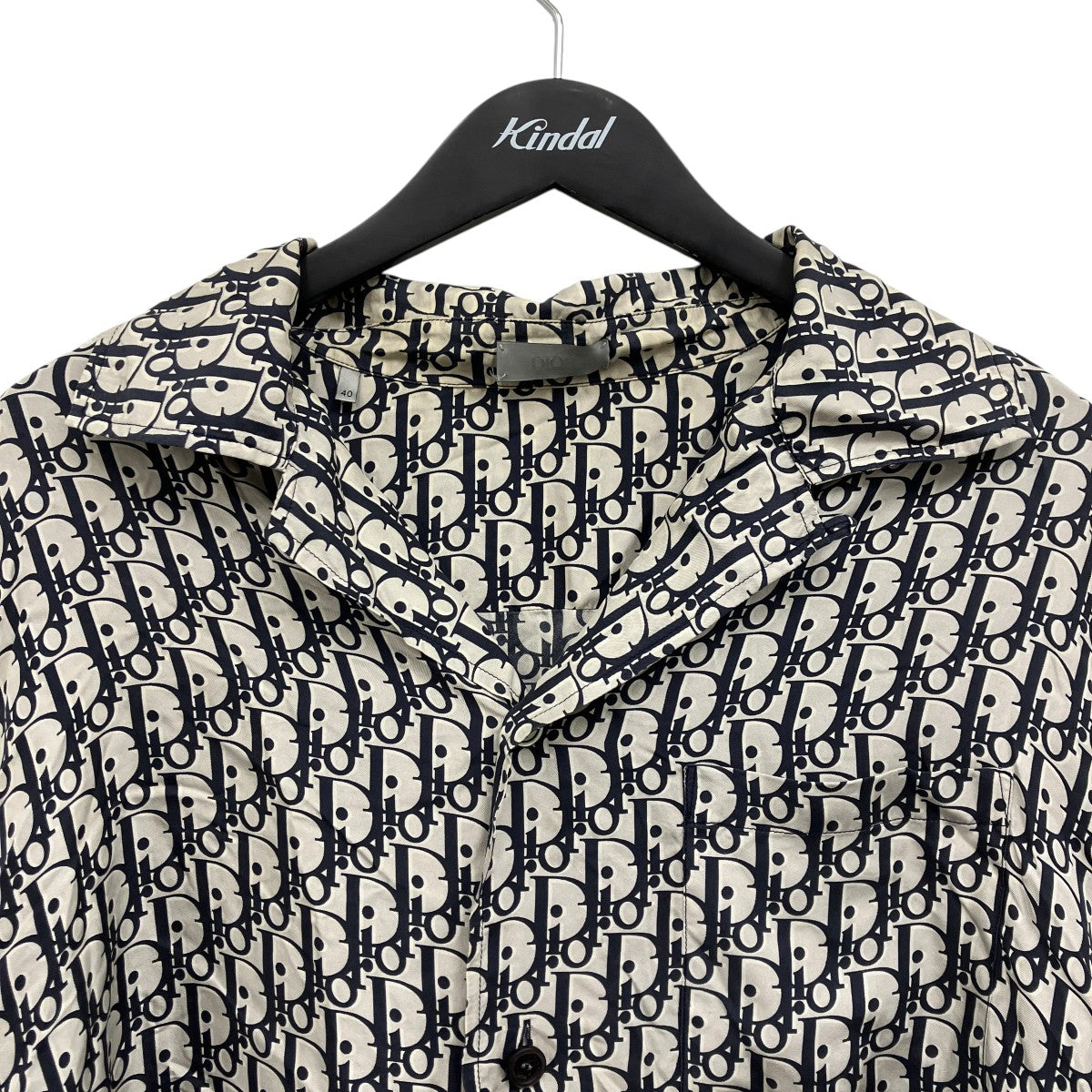 オブリーク総柄シルク半袖シャツ