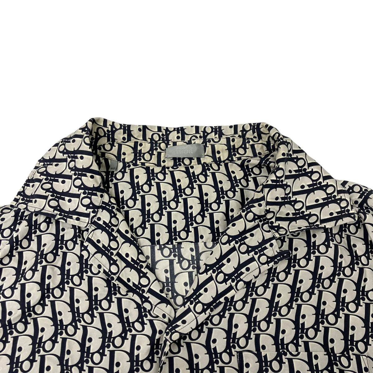 オブリーク総柄シルク半袖シャツ