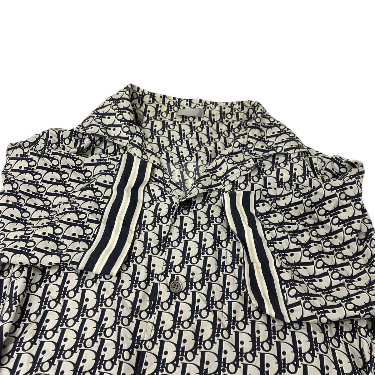 オブリーク総柄シルク半袖シャツ