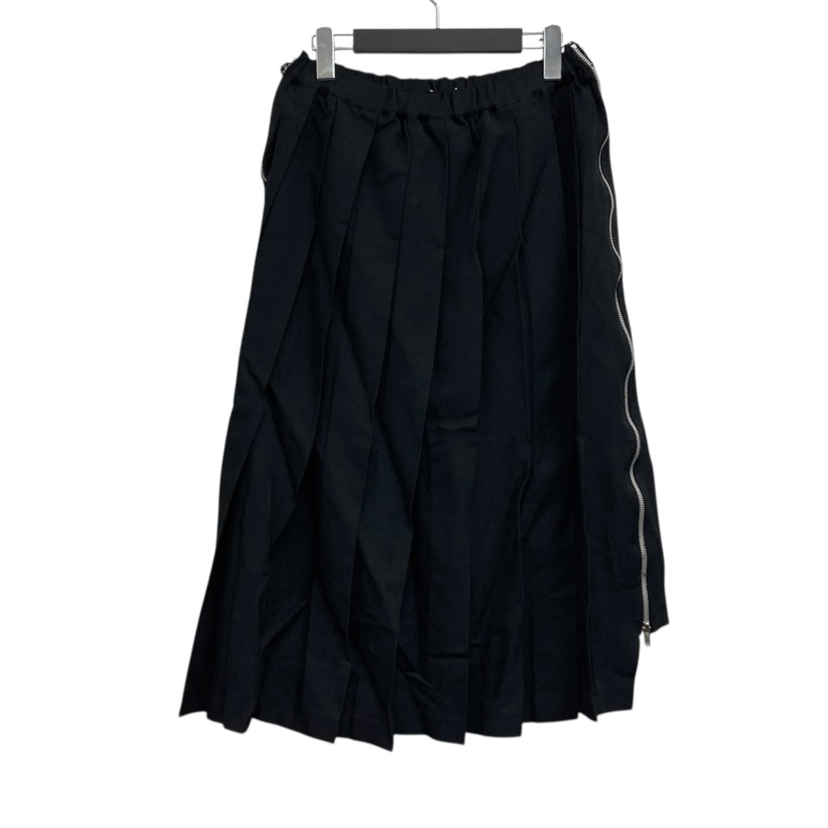 BLACK COMME des GARCONS ポリエステル縮絨ドローストリング サイドジップ プリーツスカート 古着・中古-2枚目のアイテム画像