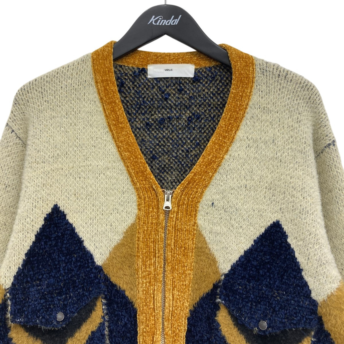 TOGA VIRILIS　トーガ　モヘア　ジャガード　カーディガン ブルー XL TOGA VIRILIS トーガ モヘア ジャガード カーディガン ブルー XL TOGA