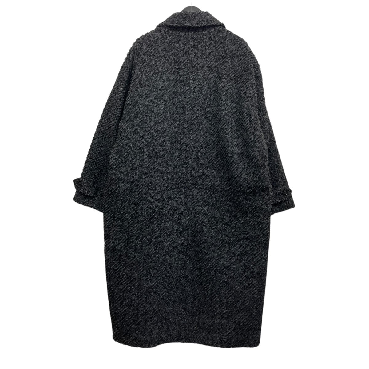25AWHerringbone Bonding Tweed Big Balmacaan Coat